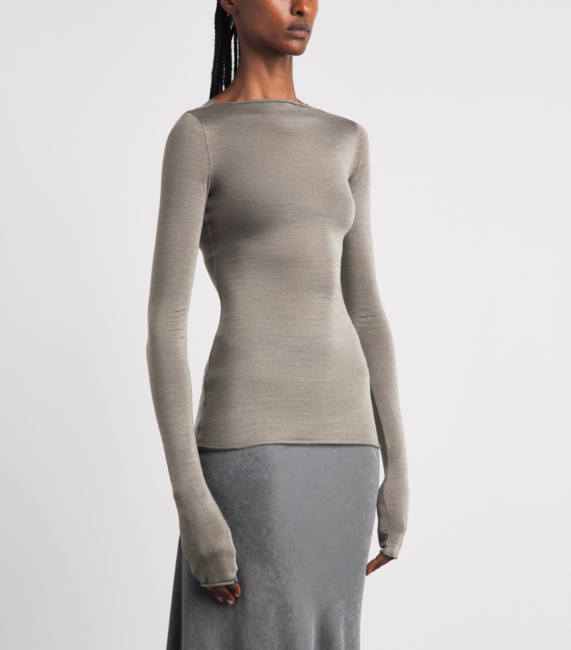 Rick Owens Womens Long-Sleeve T-Shirt Dust Image 4