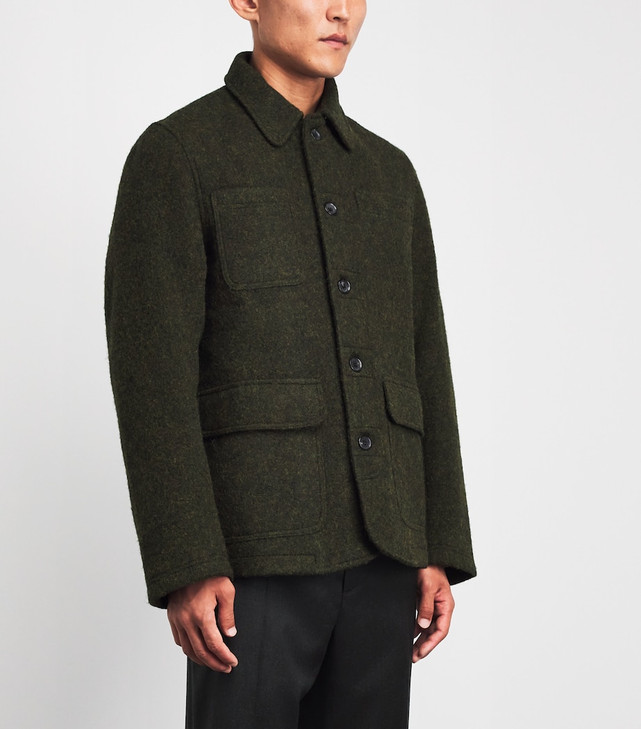 Oliver Spencer Mens Wool Addington Overshirt Green Image 4