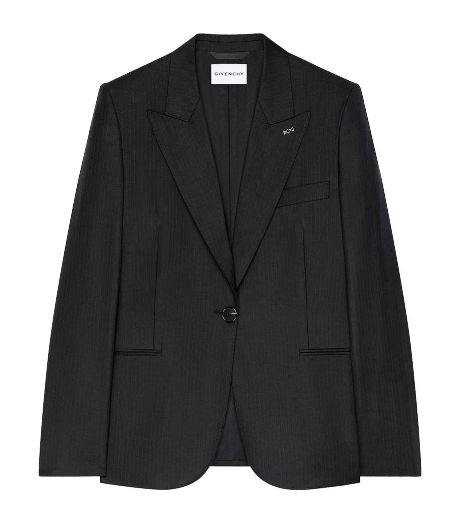 Givenchy Womens Wool Pinstripe Blazer Grey Mix Image 1