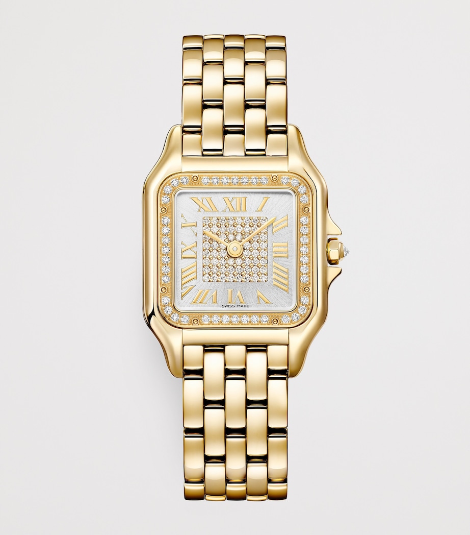 Medium Yellow Gold and Diamond Panthère de Cartier Watch 27mm SILVERED Image 2