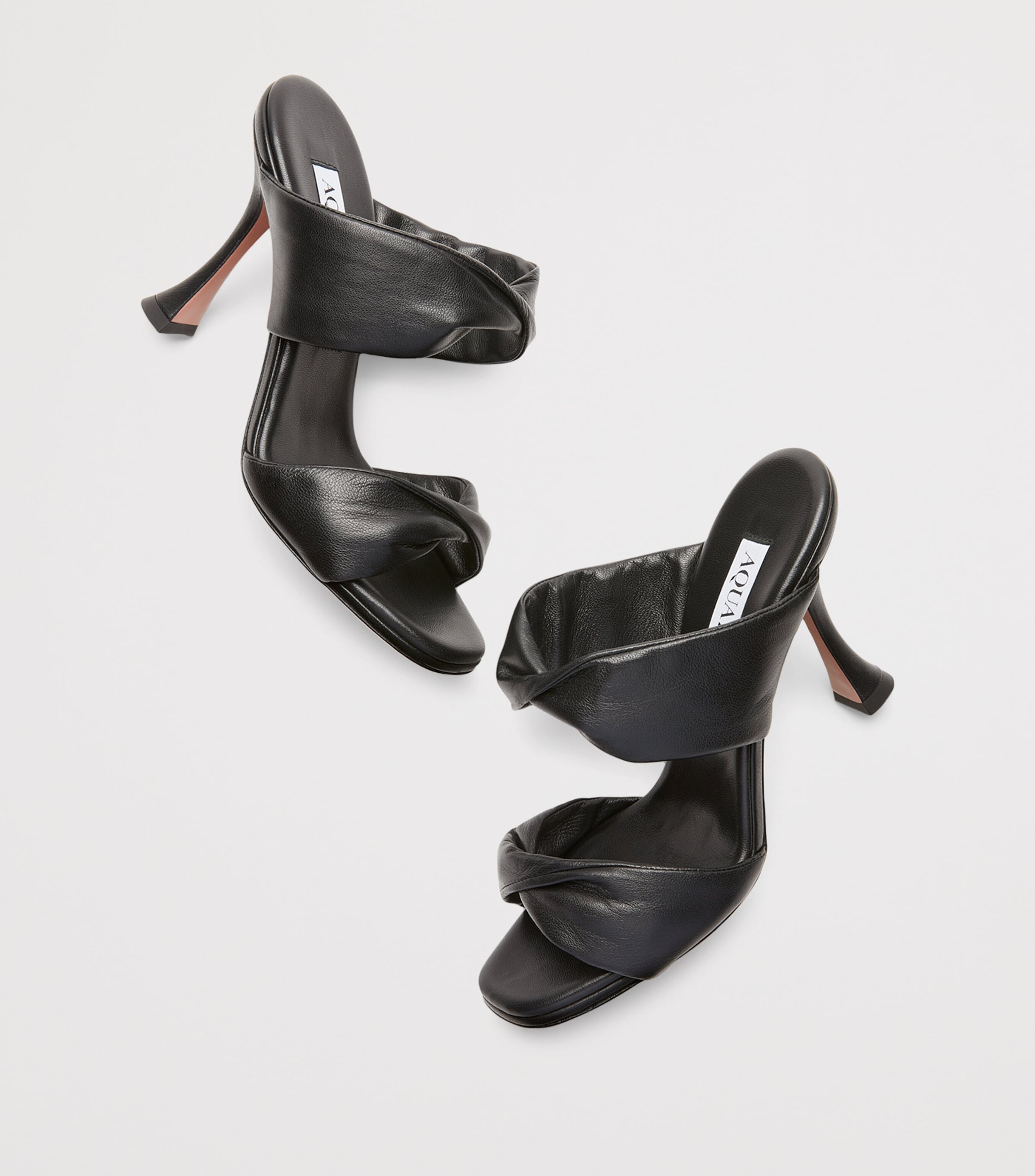 Leather Twist Heeled Sandals 95 BLACK Image 3