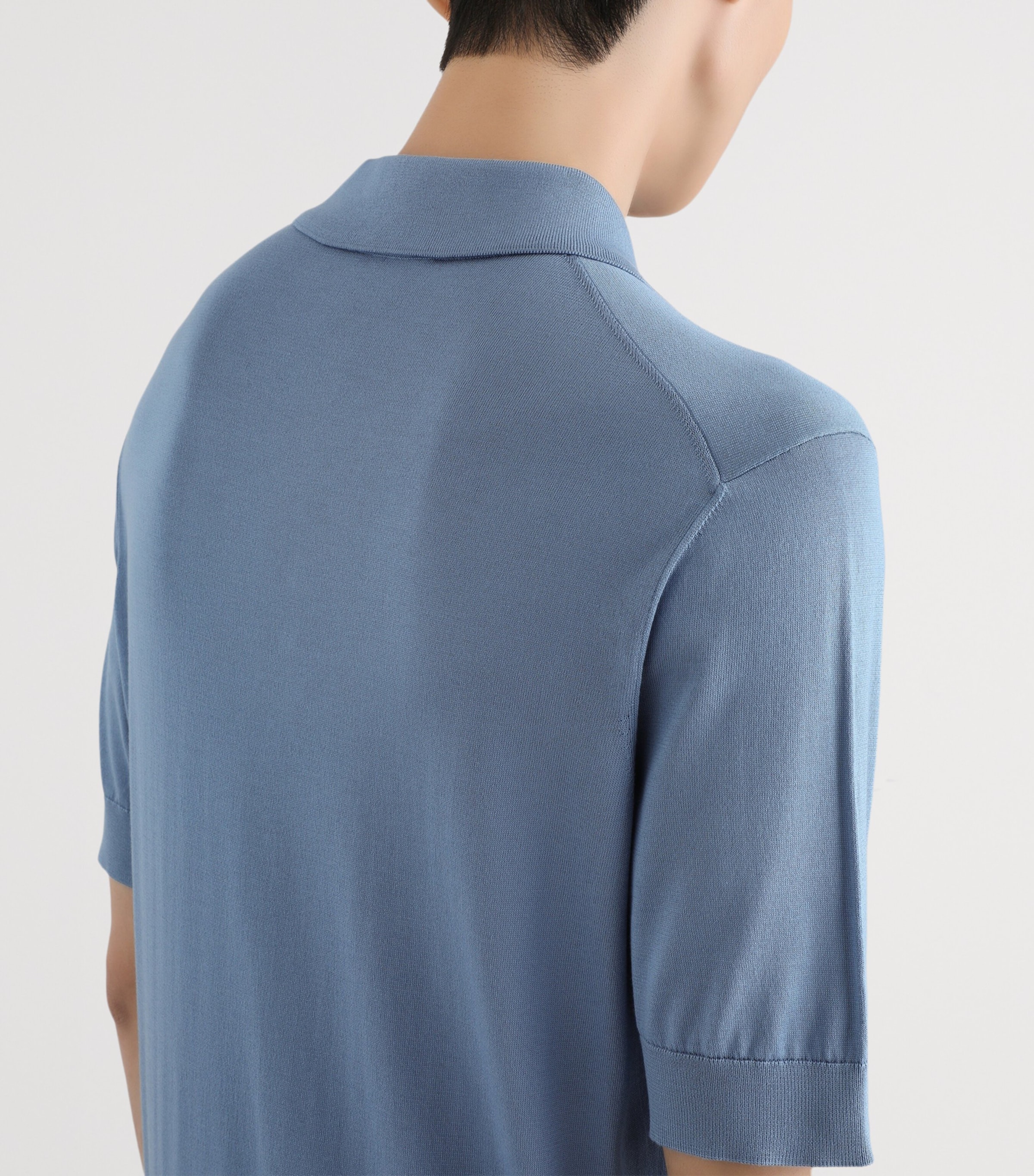 Dolce&Gabbana Mens Silk Polo Shirt Sky Blue Image 5