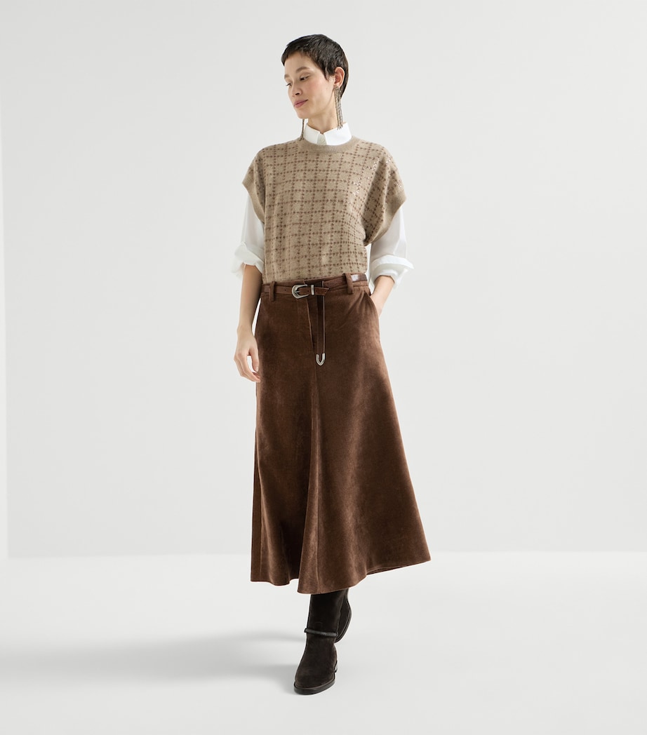 Brunello Cucinelli Womens Corduroy Maxi Skirt Image 4