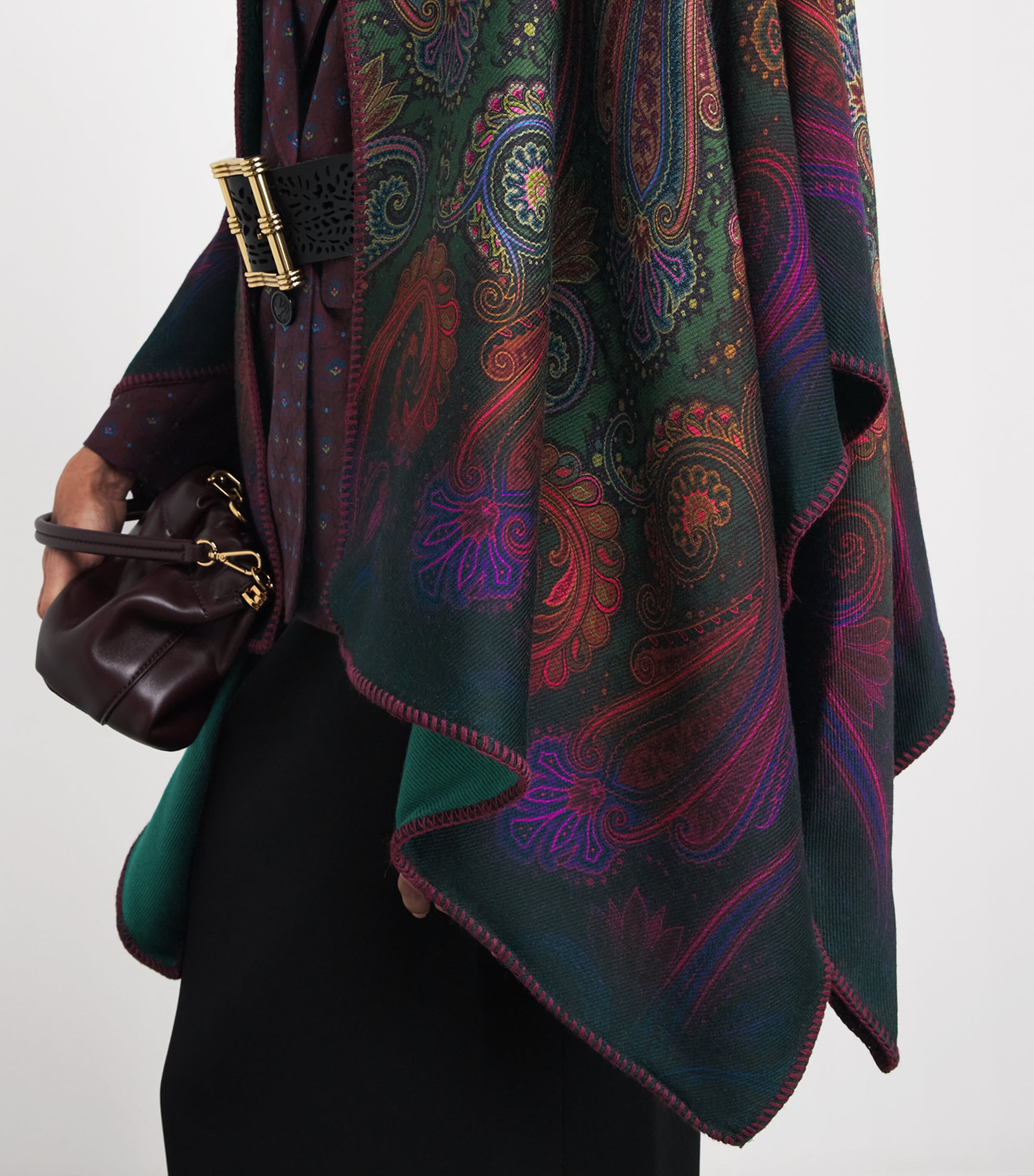 Etro Womens Wool-Blend Paisley Reversible Cardigan Green Image 3