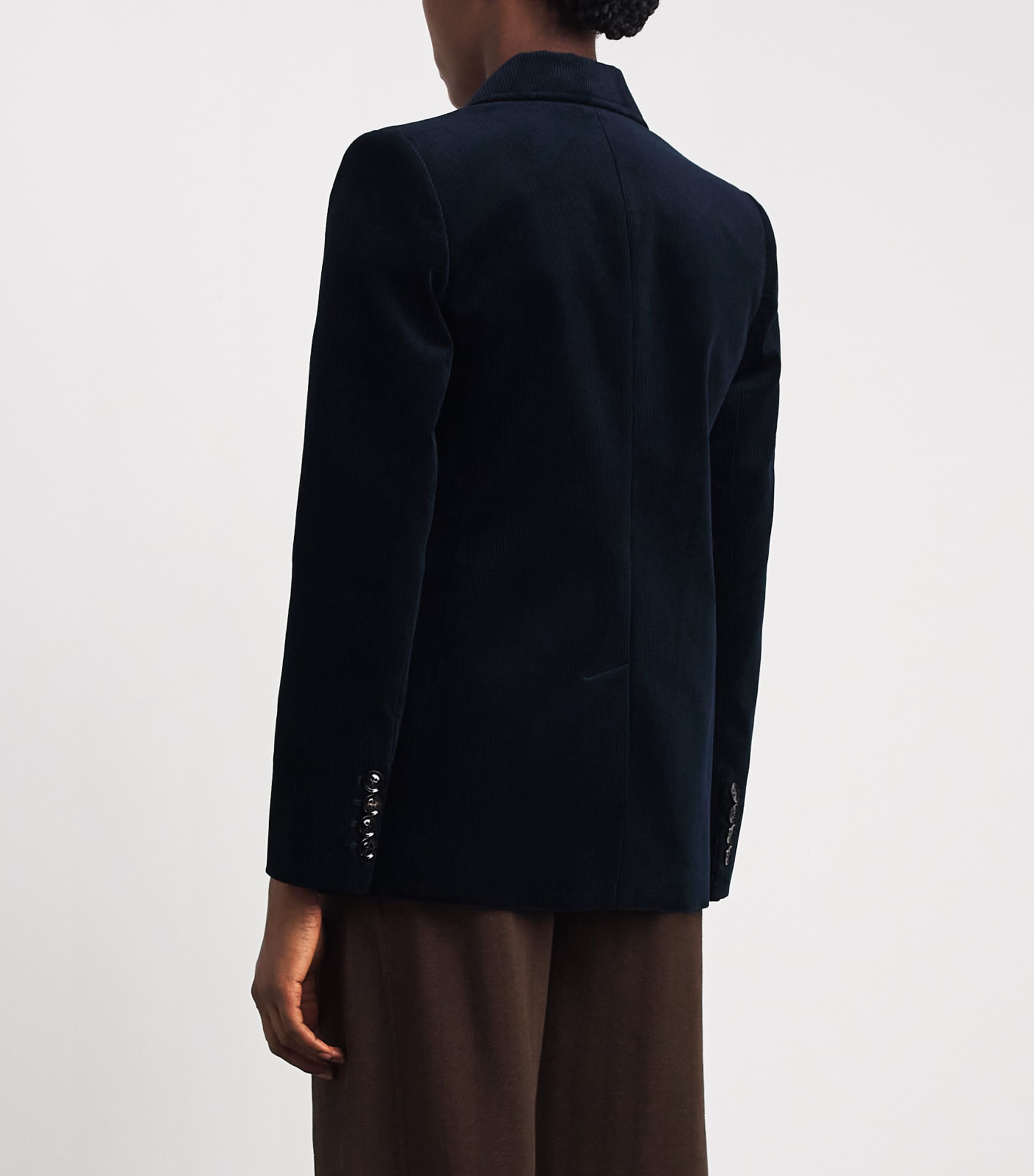 ME+EM Womens Corduroy Sharp Shoulder Blazer Navy Blue Image 5