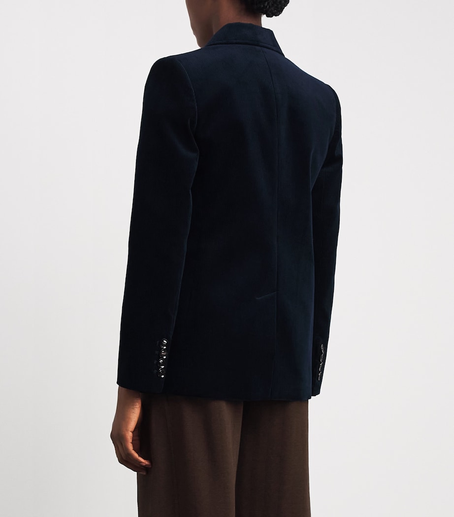 ME+EM Womens Corduroy Sharp Shoulder Blazer Navy Blue Image 5