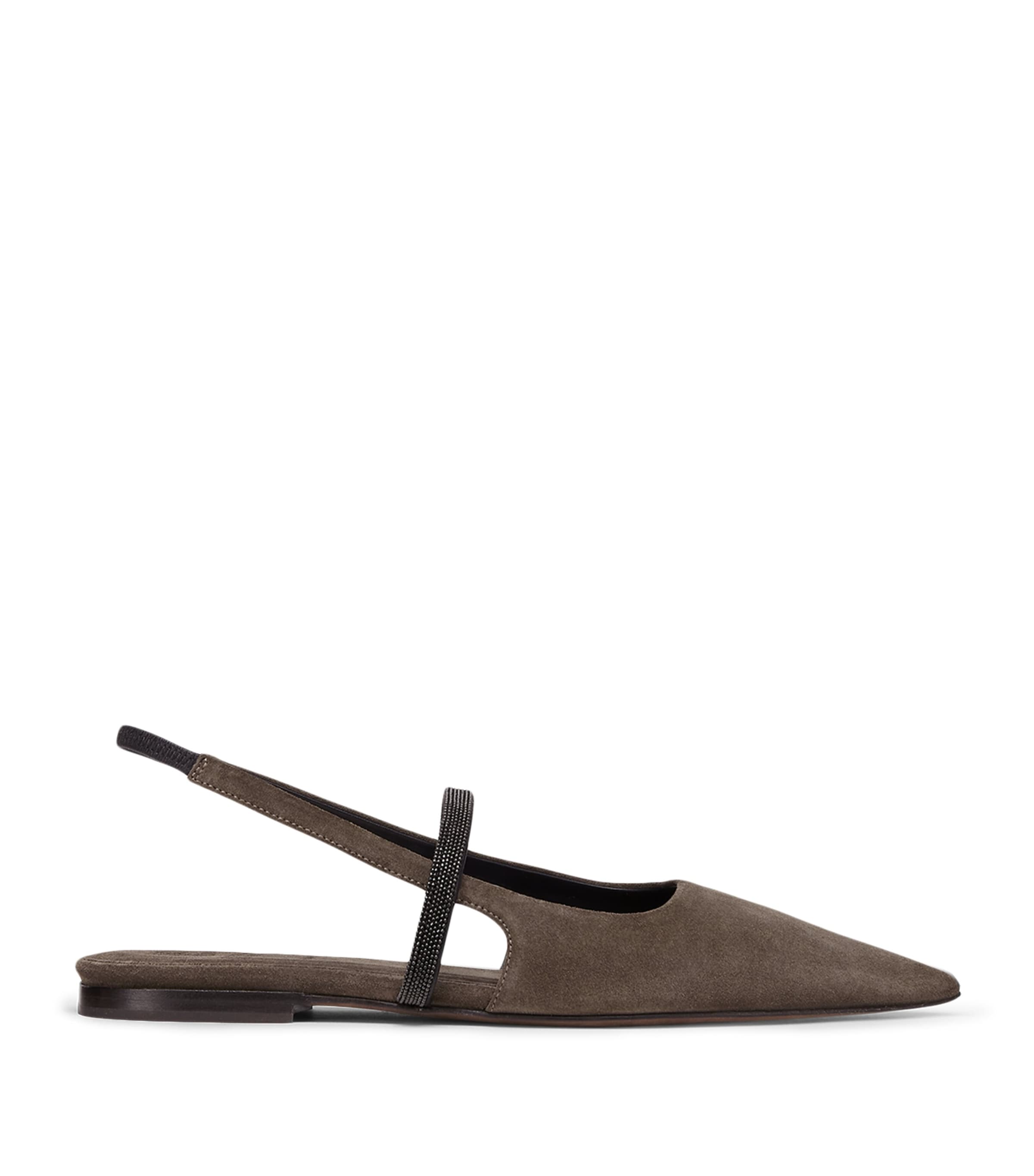 Brunello Cucinelli Suede Slingback Flats In Multi
