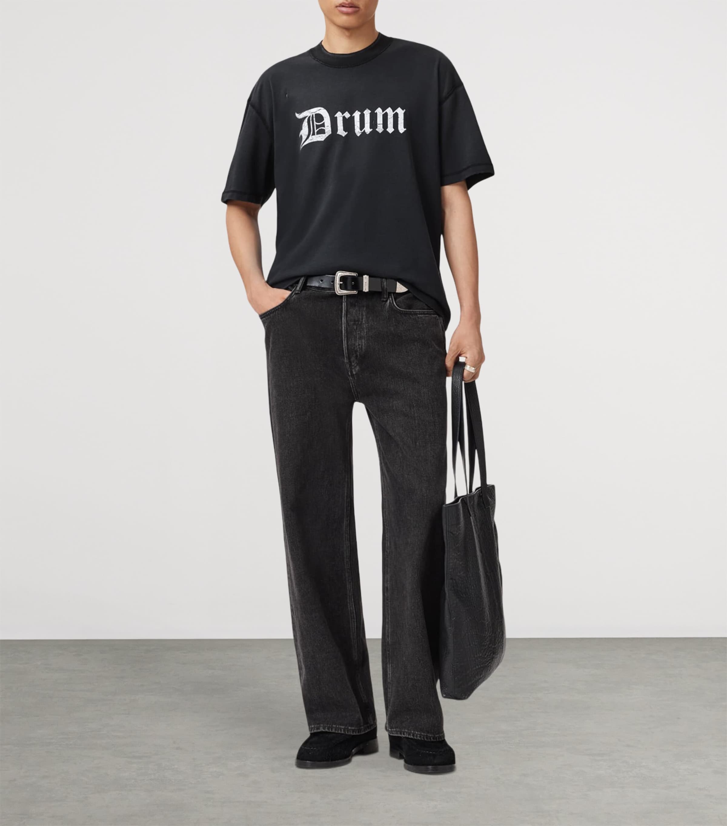 Organic Cotton Snare Cropped T-Shirt WASHED BLACK Image 3