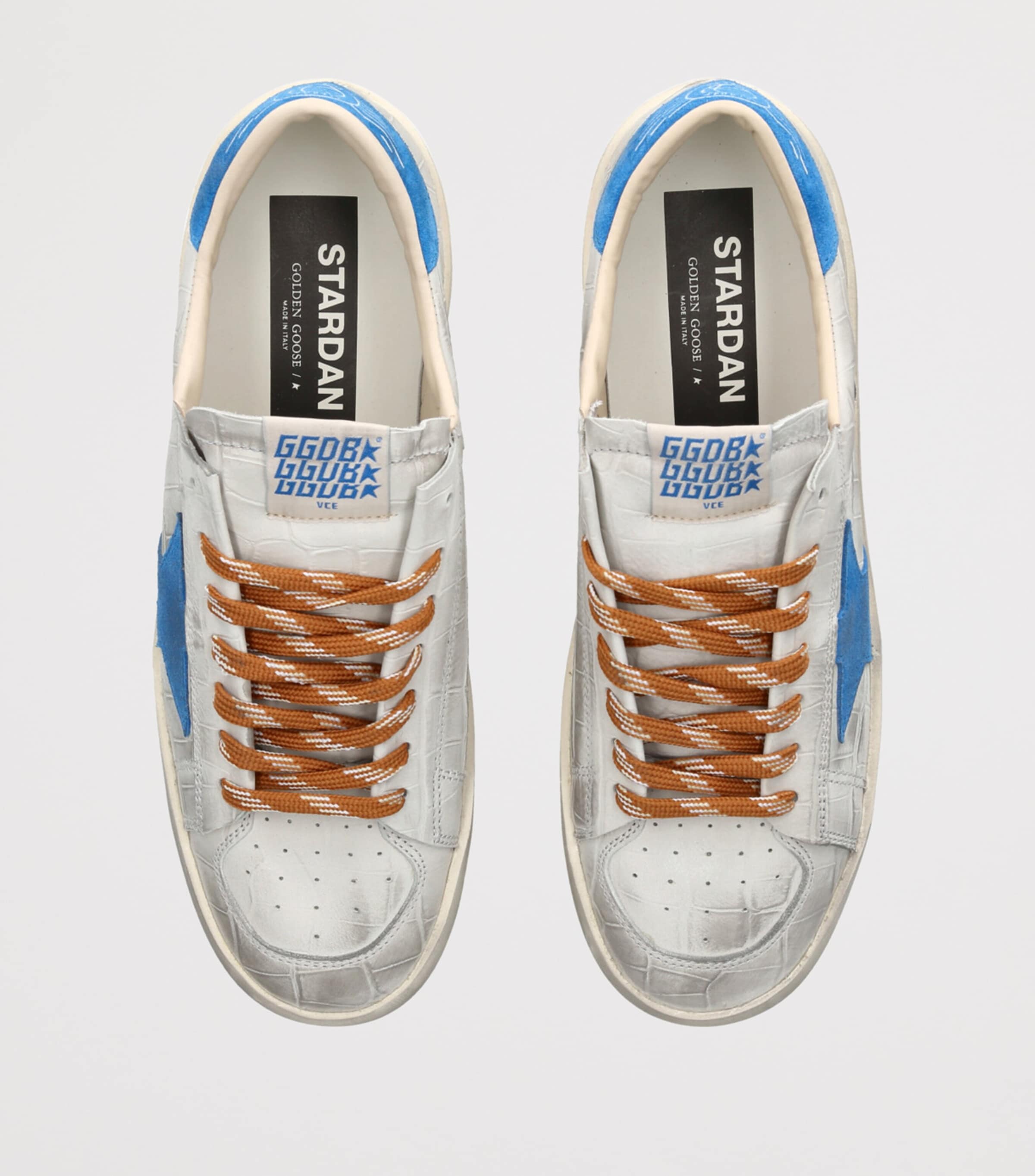 Croc-Embossed Leather Stardan Sneakers BLUE OTHER Image 4