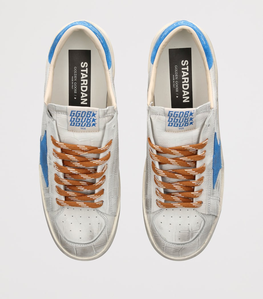 Croc-Embossed Leather Stardan Sneakers BLUE OTHER Image 4
