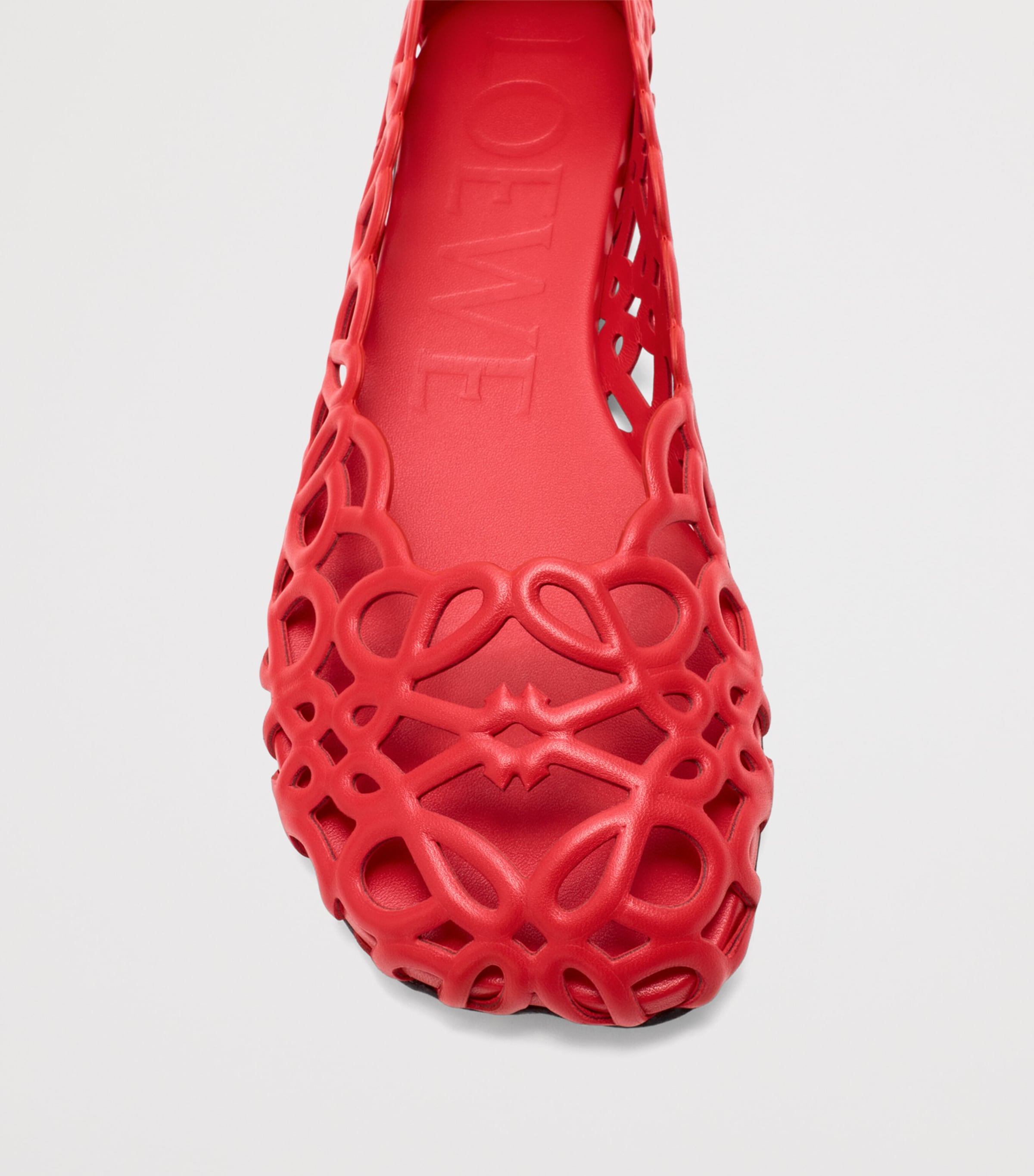 LOEWE Leather Petal Anagram Ballet Flats Red Image 3
