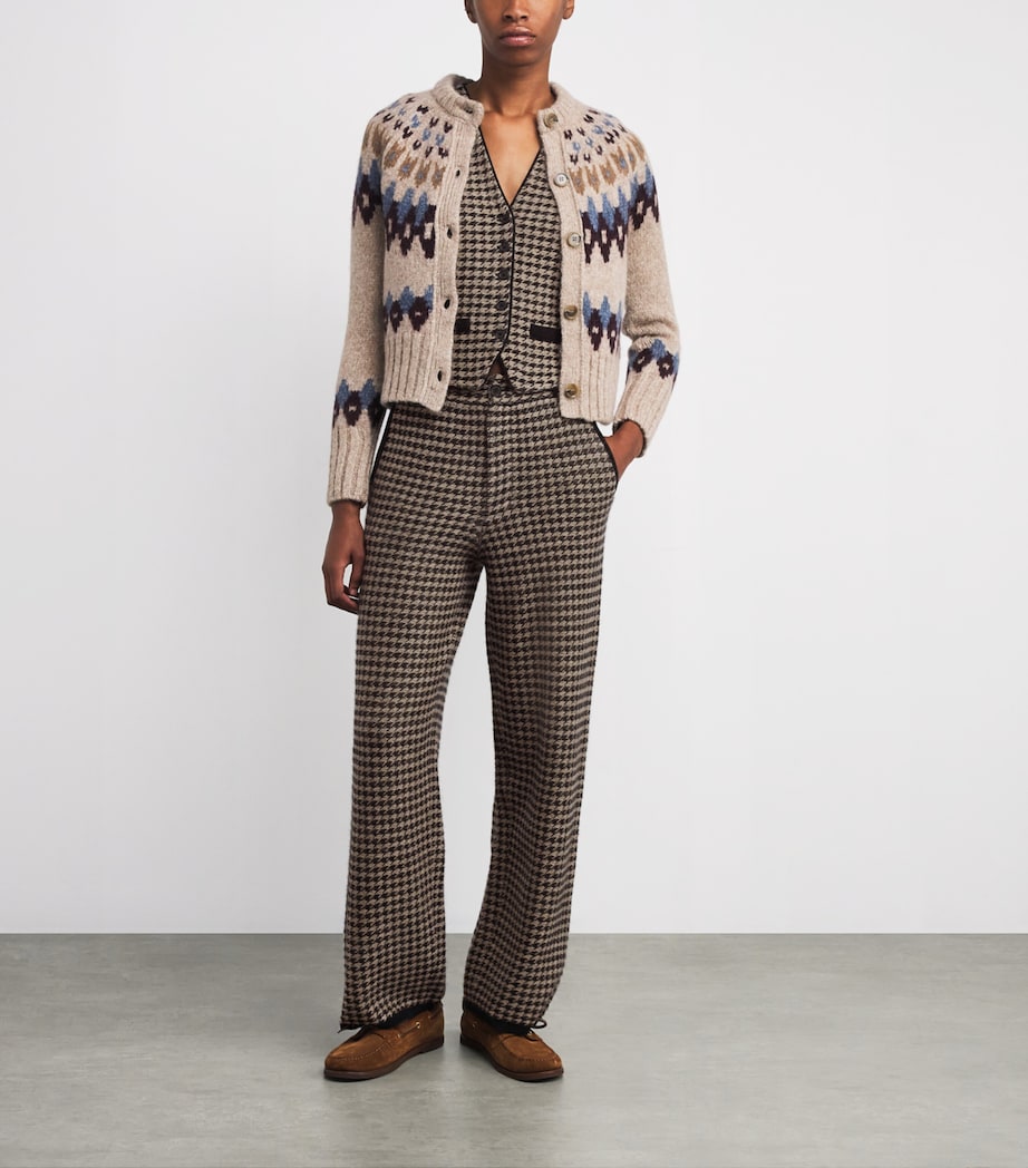 Cashmere Houndstooth Tailored Trousers BLACK/DUNE Image 2