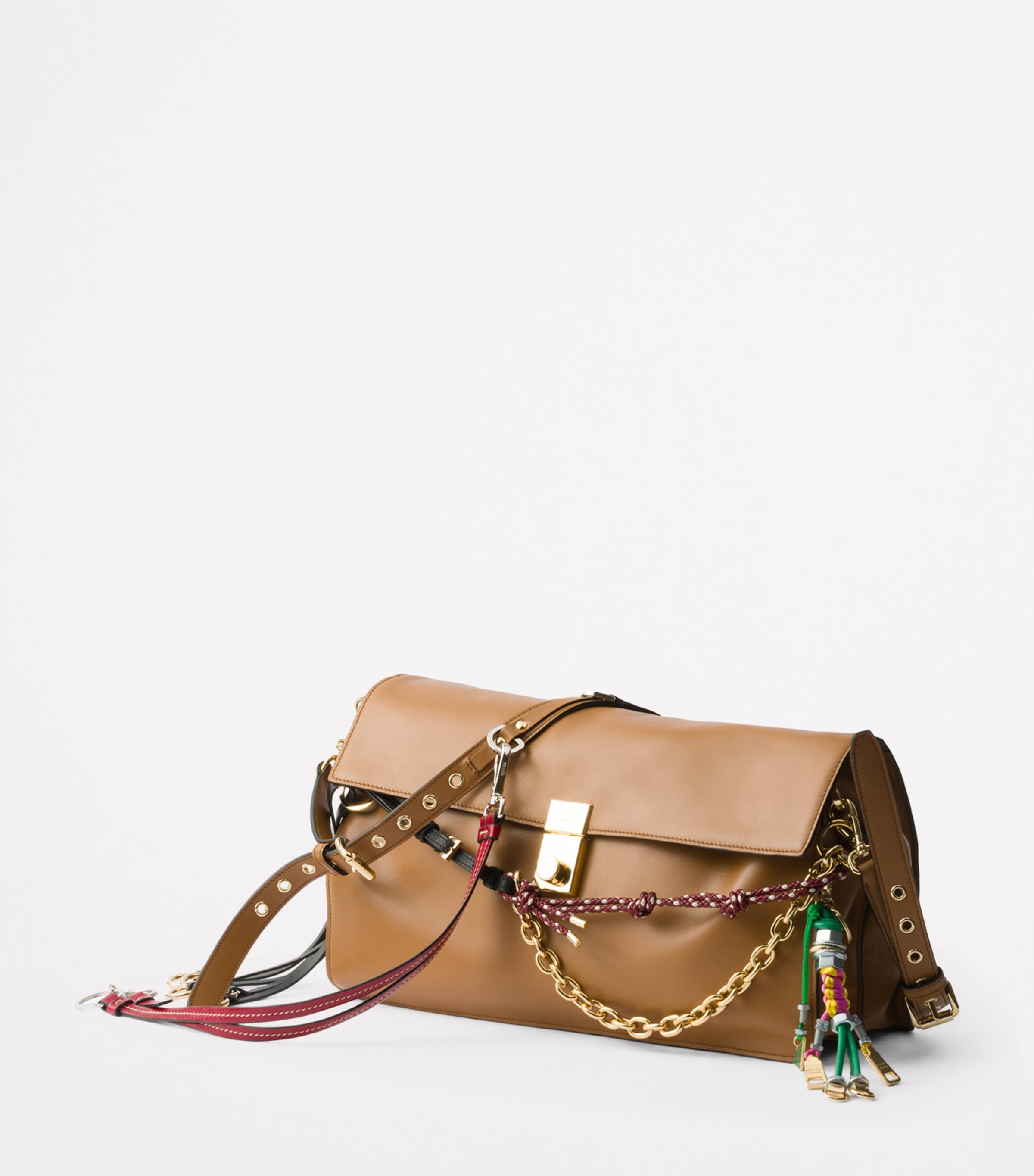 Prada Large Leather Soft Sound Charm Shoulder Bag | Harrods UK