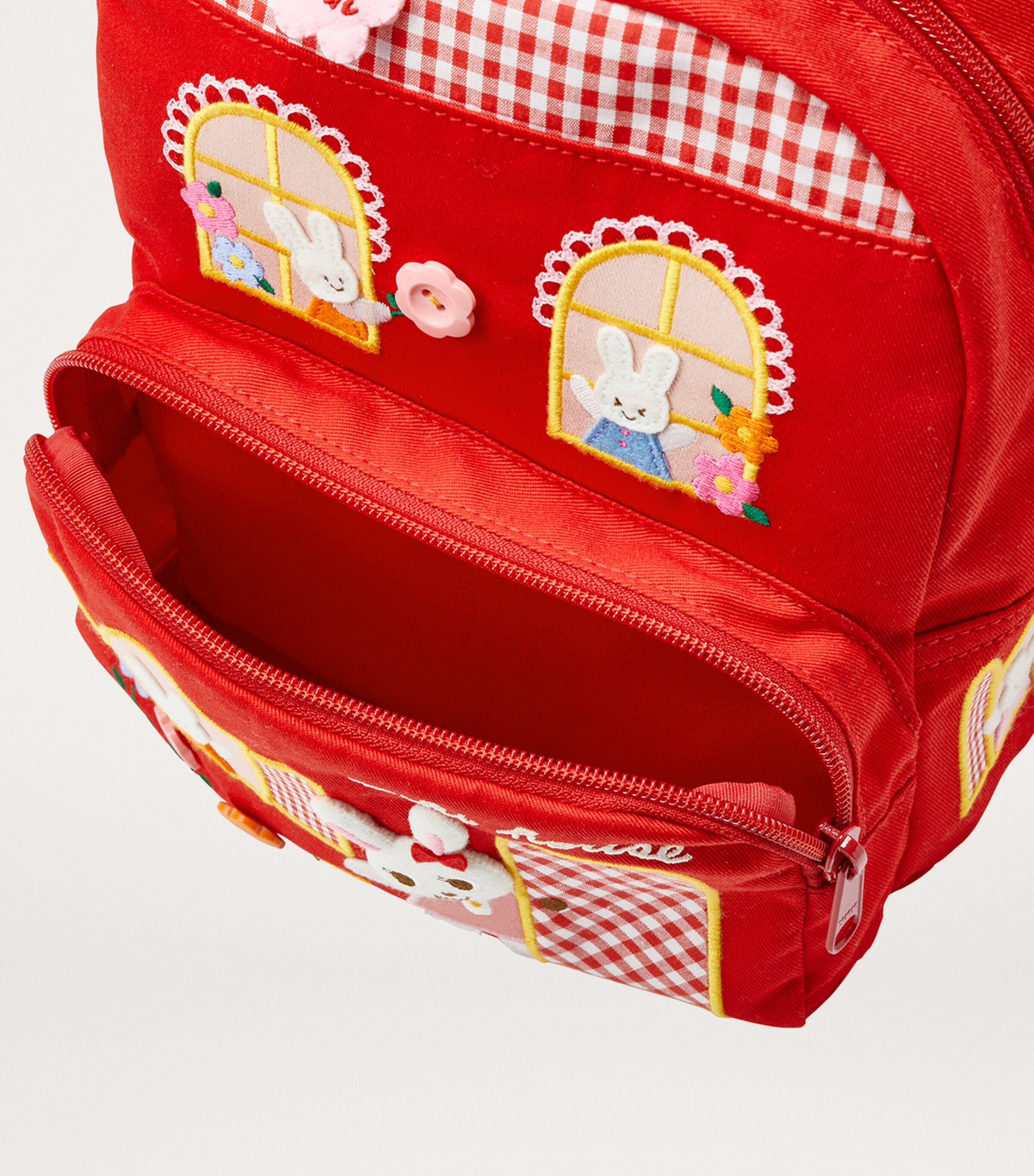 Miki House Red Patch-Detail Backpack | Harrods ZM display picture 2