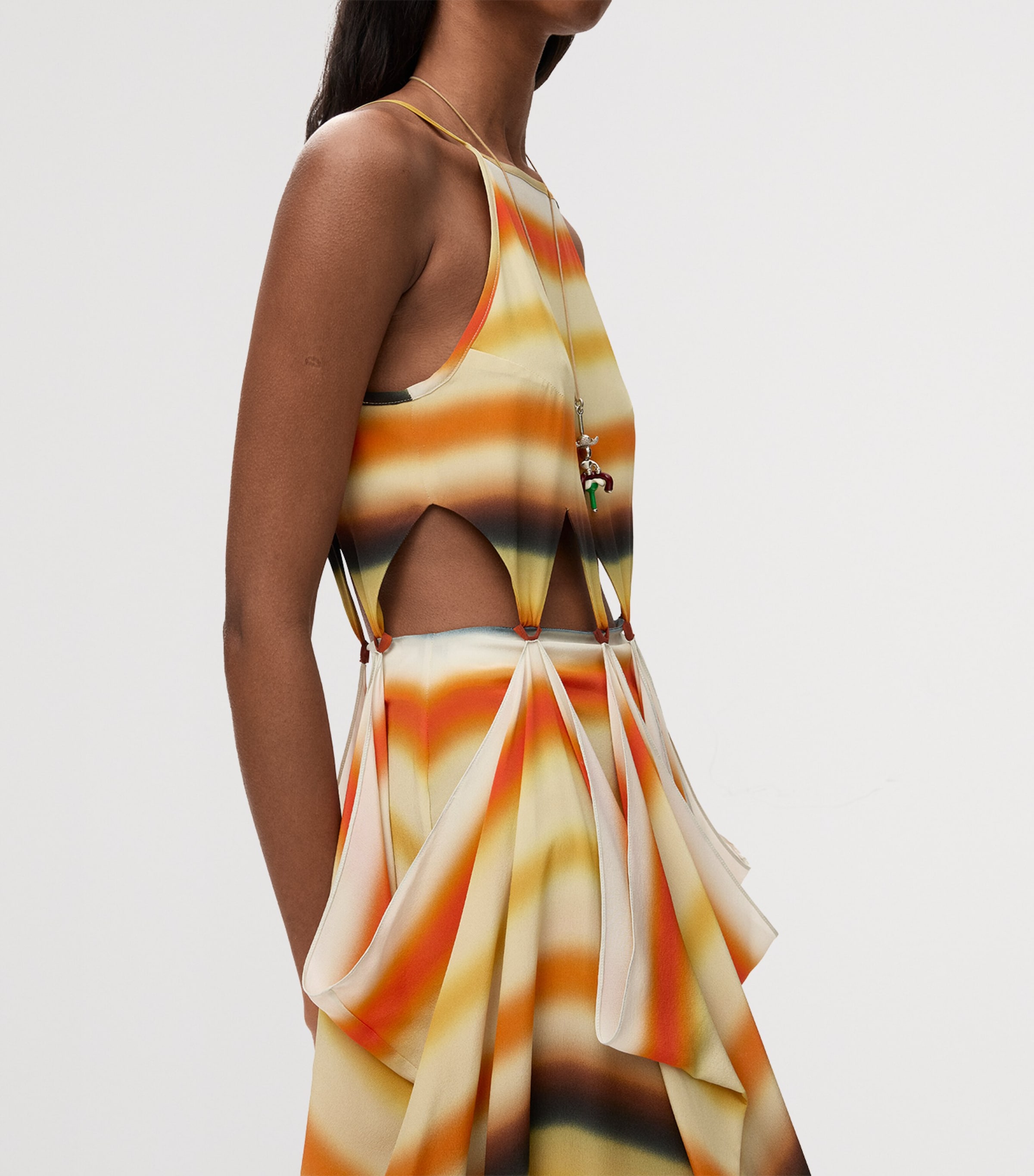 LOEWE Womens x Paula’s Ibiza Silk Striped Maxi Dress Orange/multicolor Image 4