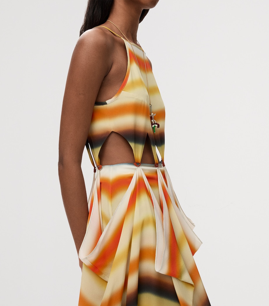 LOEWE Womens x Paula’s Ibiza Silk Striped Maxi Dress Orange/multicolor Image 4