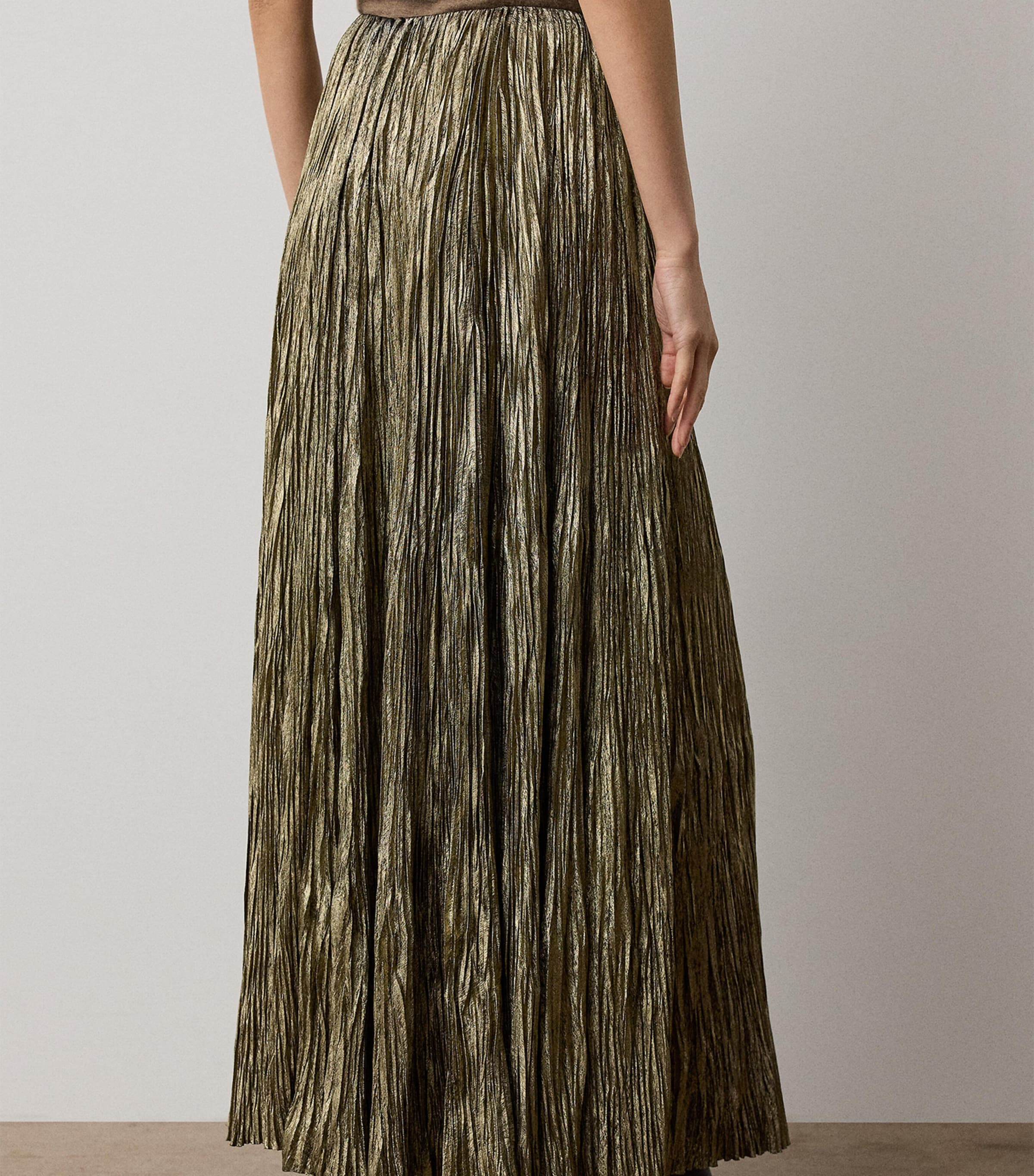 Ralph Lauren Collection Womens Pleated Maxi Skirt Tarnished Silver Image 3