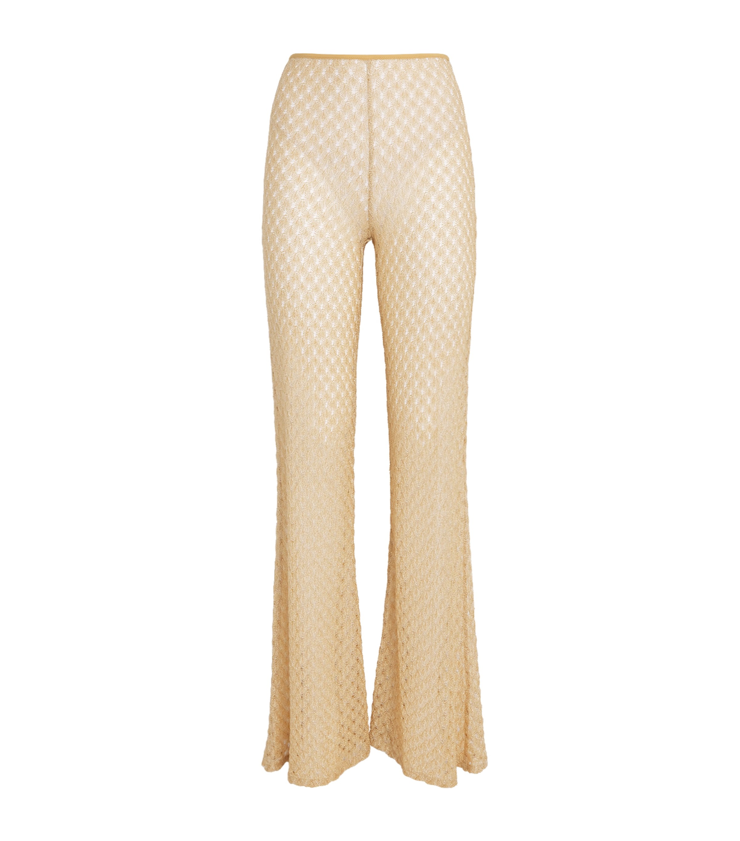 Missoni Metallic Flared Trousers In Neutral