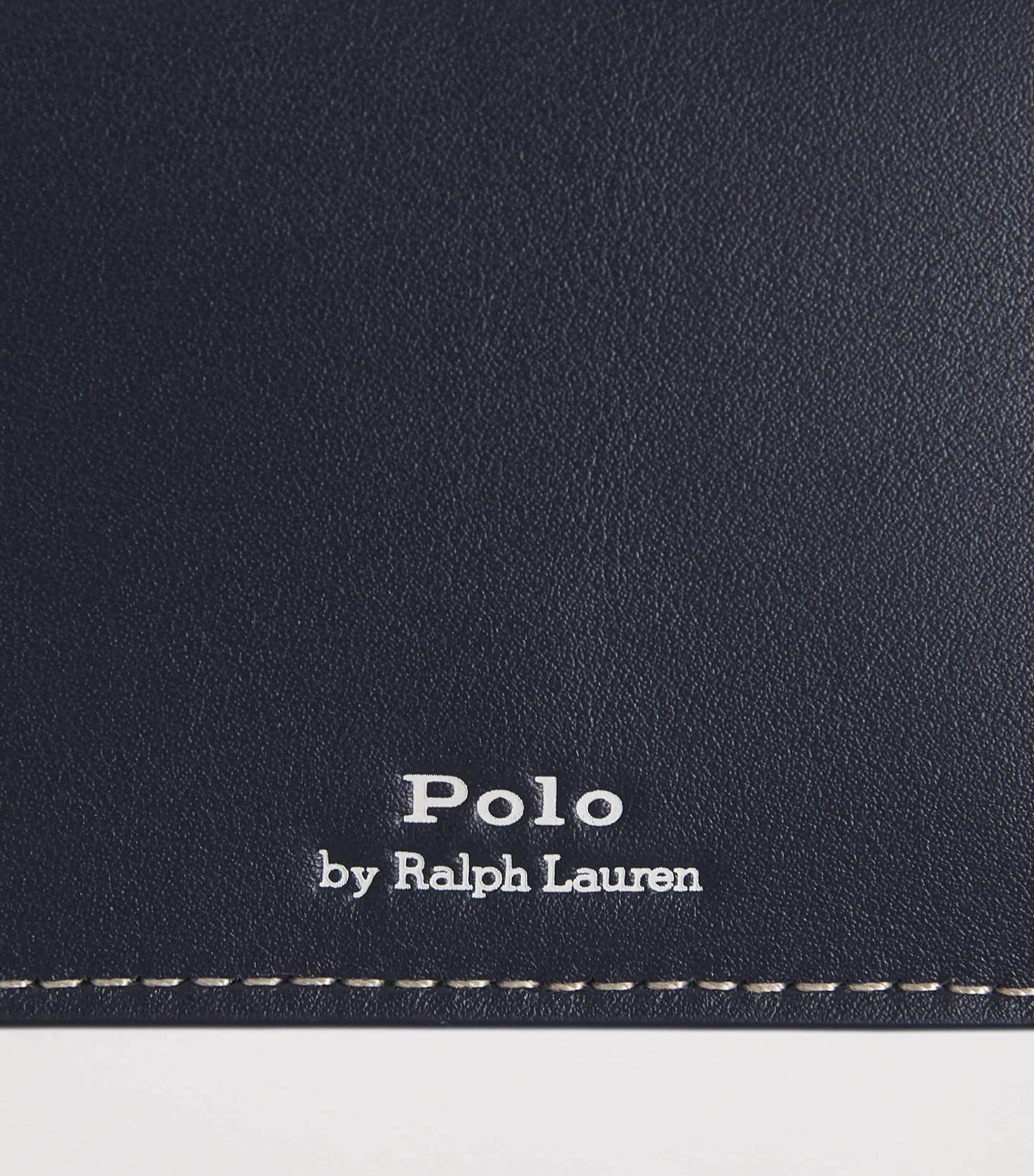 Polo Ralph Lauren Navy Leather Polo Bear Folded Card Holder