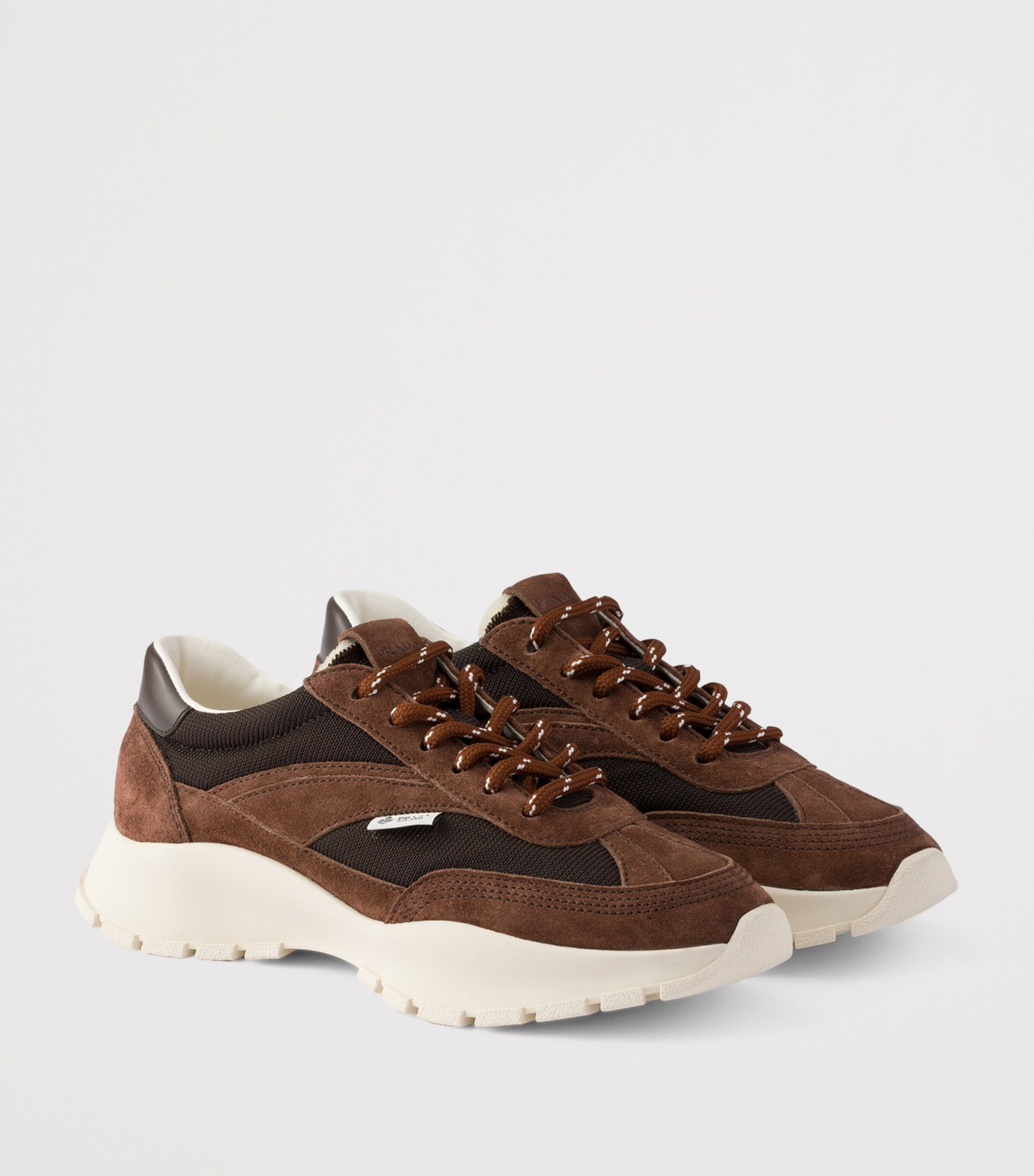 Prada Suede-Mesh Sneakers Brown Image 2