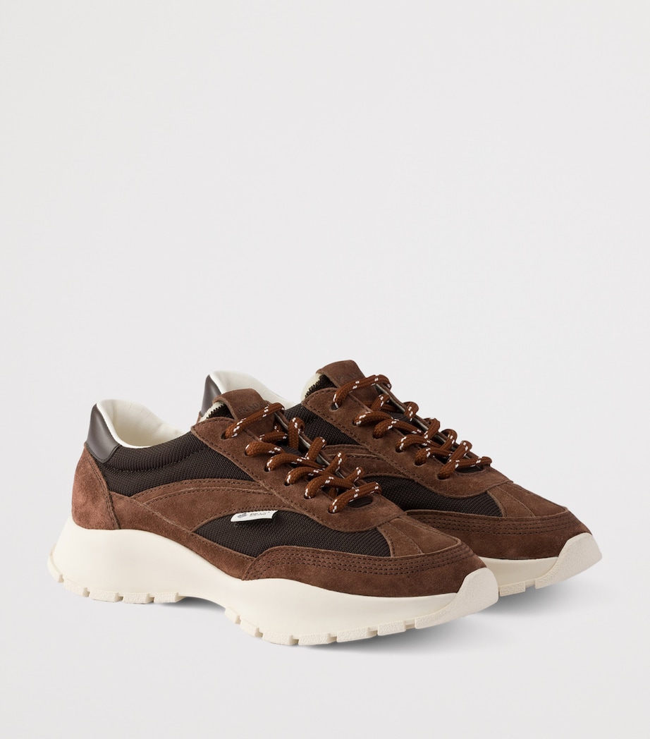 Prada Suede-Mesh Sneakers Brown Image 2