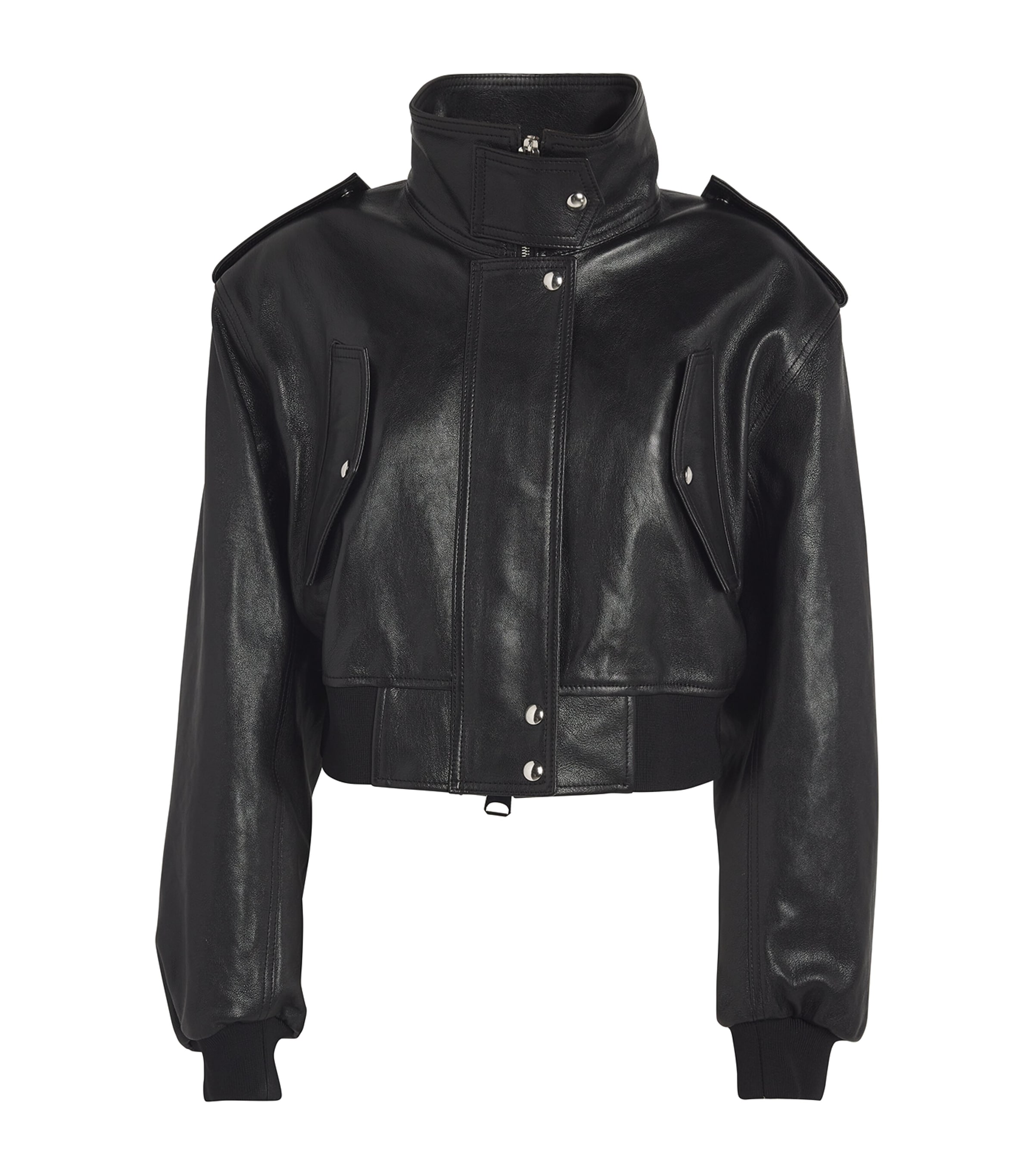 Khaite Cropped Kember Leather Jacket In Black