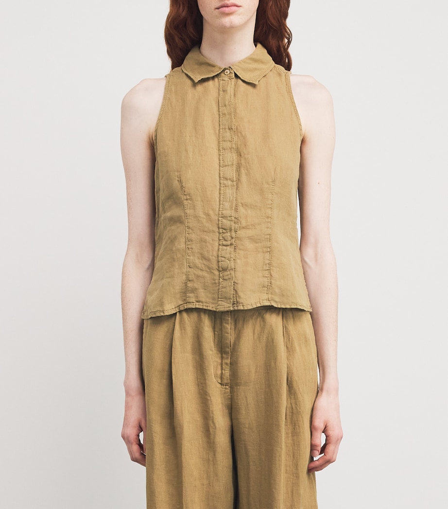 MAX&Co. Womens Linen Collar Top Sand Image 3