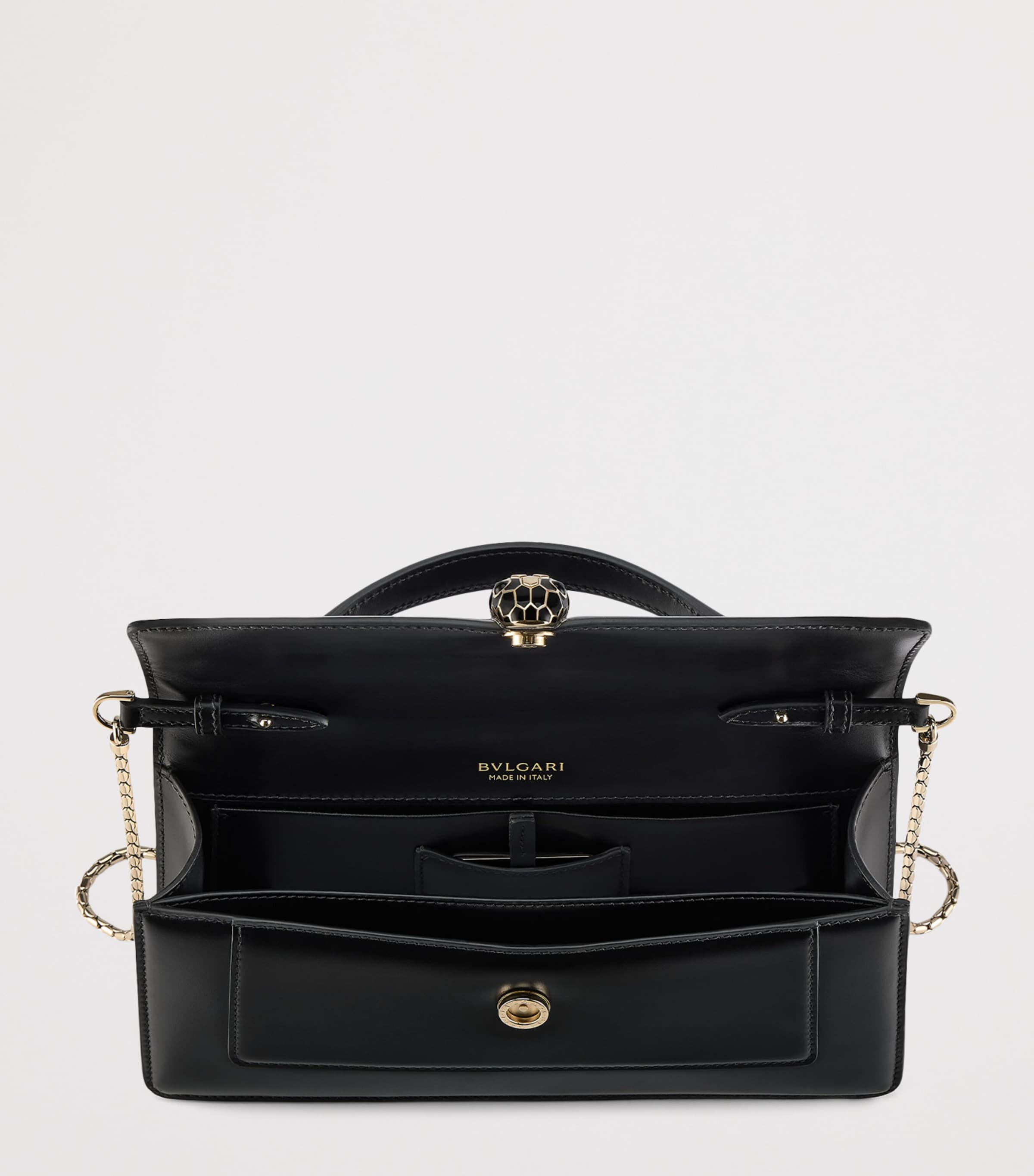 Bvlgari Leather Serpenti Forever Top-Handle Bag Black Image 4