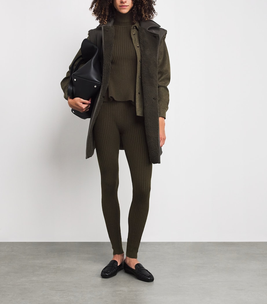 Wool-Blend Rib-Knit Leggings MOSS GREEN Image 2