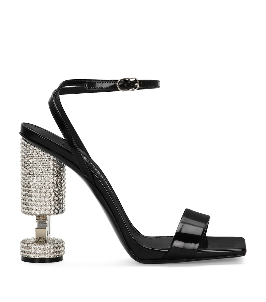 Calfskin Embellished Heeled Sandals 105 80999-BLACK Image 1