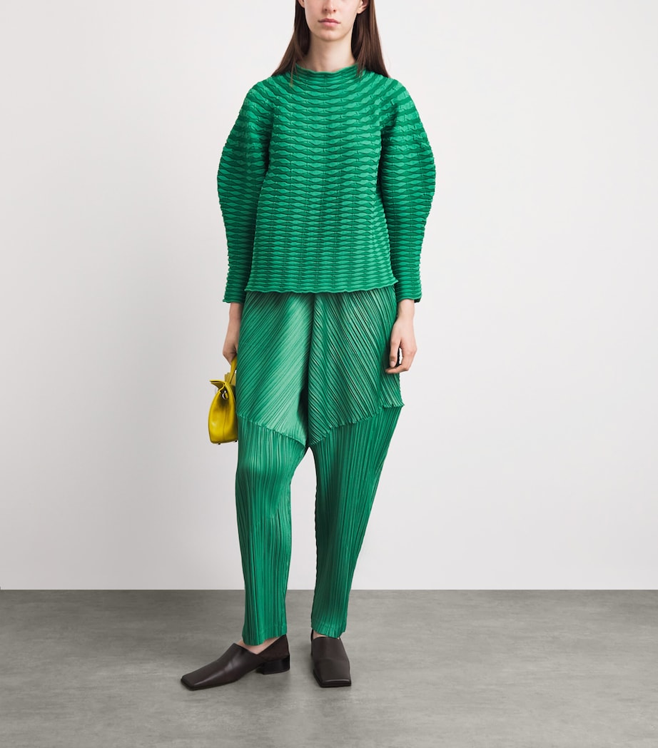 Pleats Please Issey Miyake Womens Colourful Mushroom Knit Top Grass Green Image 2