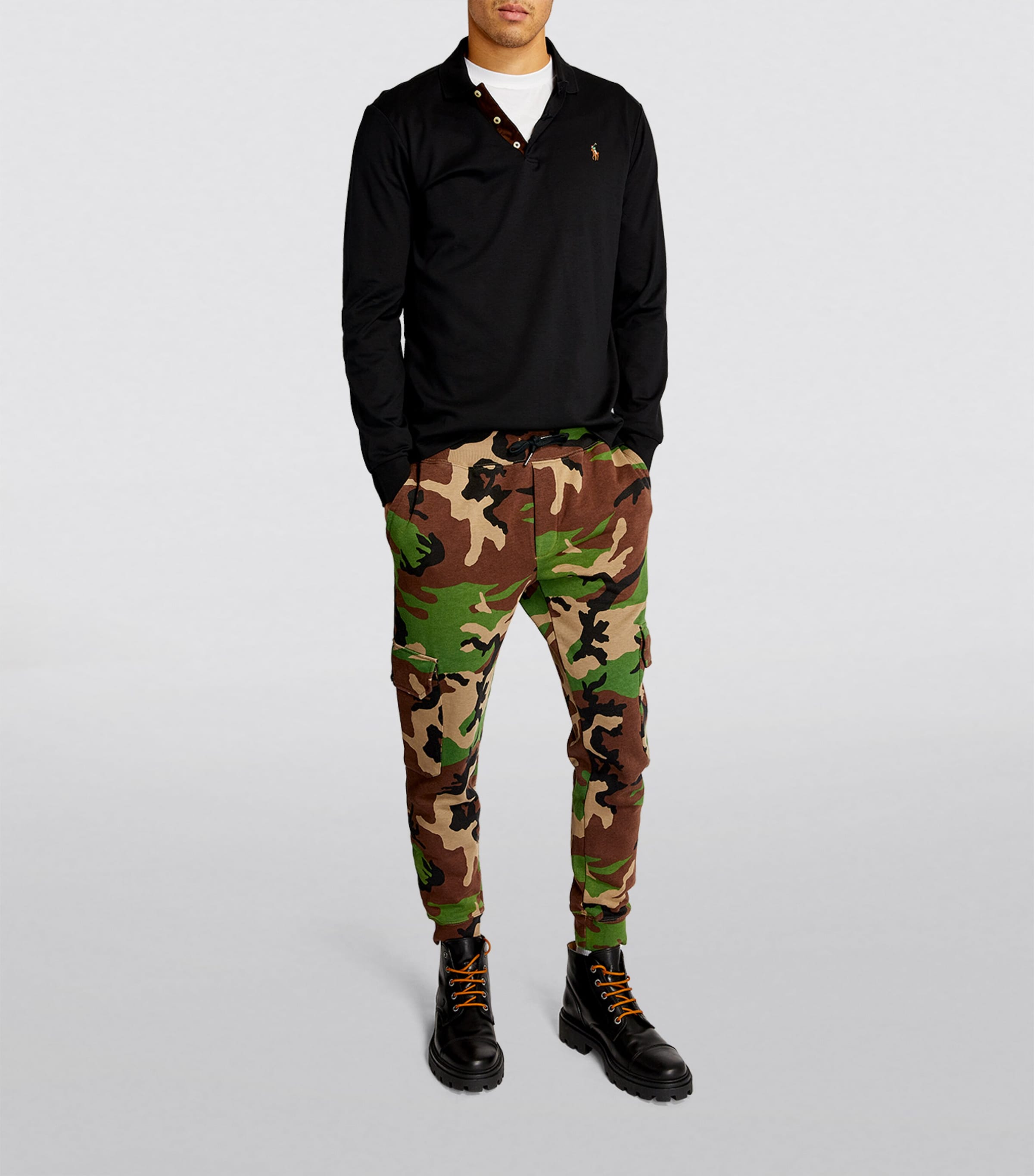 Pima Cotton Long-Sleeve Polo Shirt POLO BLACK Image 2