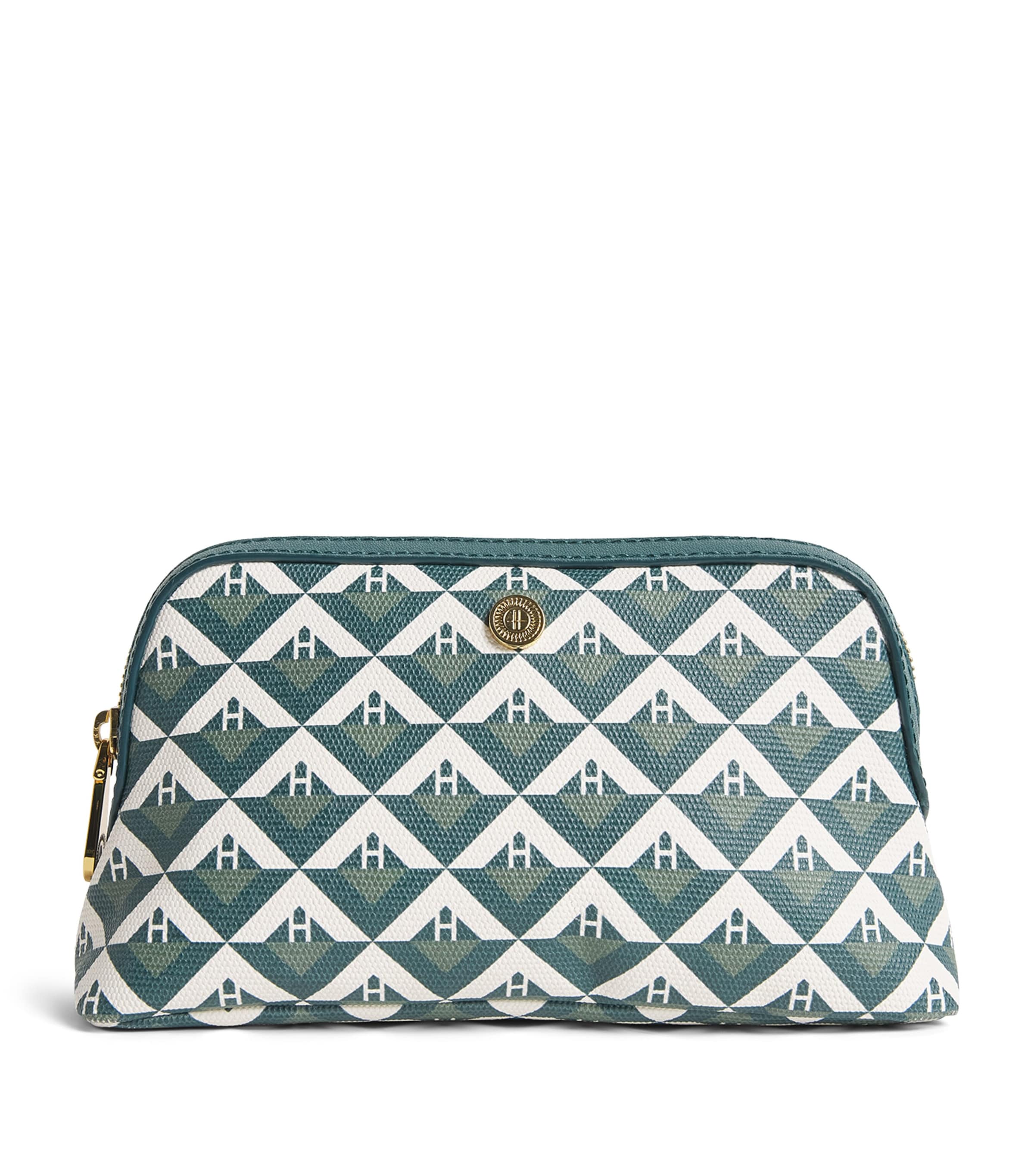 Harrods Coated Canvas Geometric Wash Bag Black Image 1