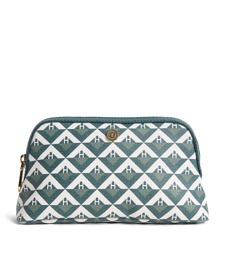 Harrods Coated Canvas Geometric Wash Bag Black Image 1