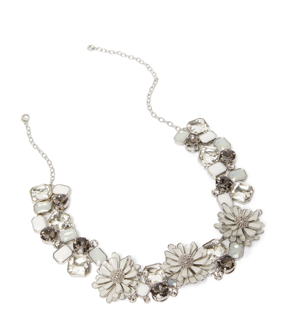 Crystal-Embellished Yser Flower Necklace WHITE Image 1