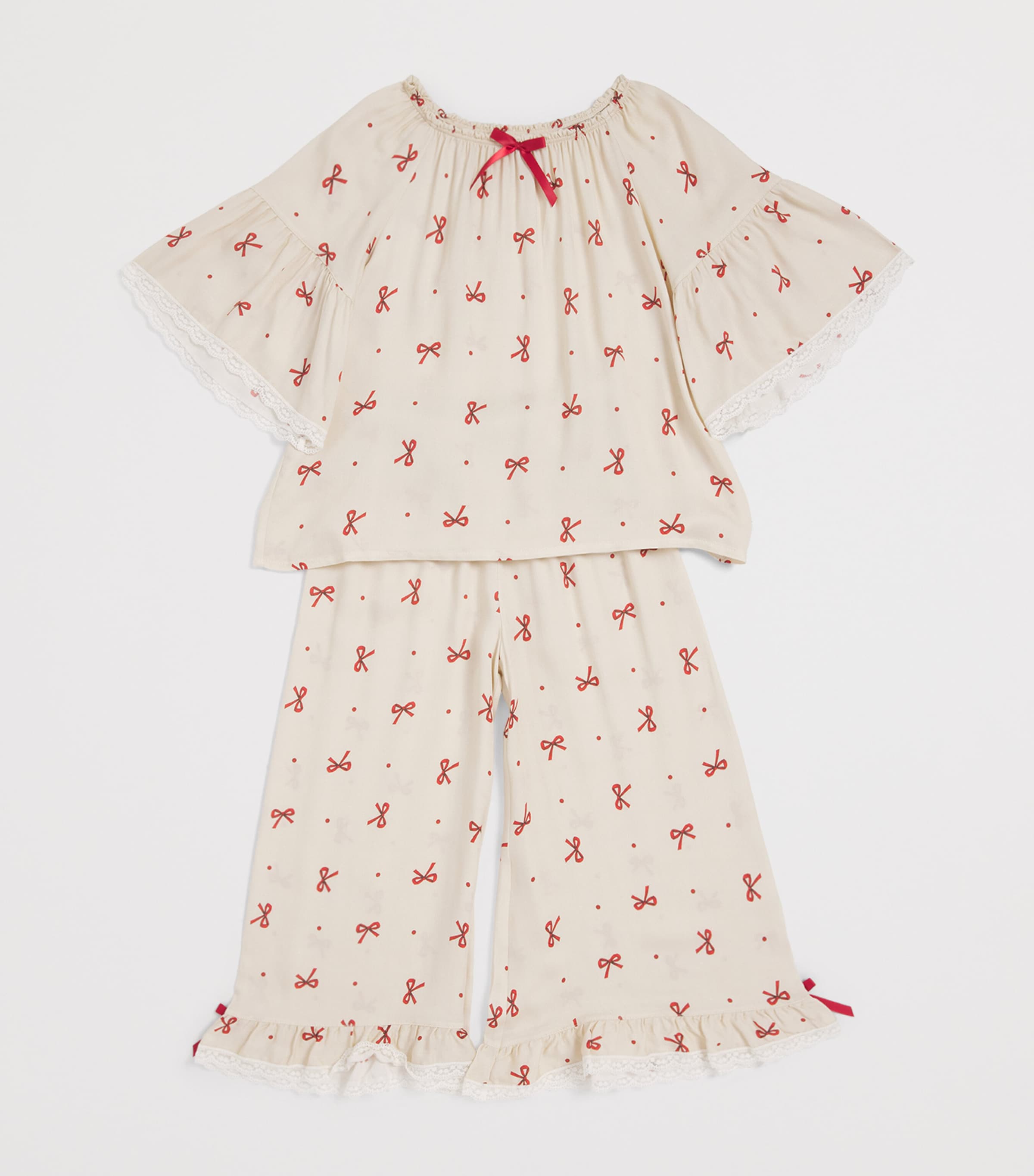 Jersey Printed Helena Pyjama Set (2-12 Years) RED BOWS Image 3