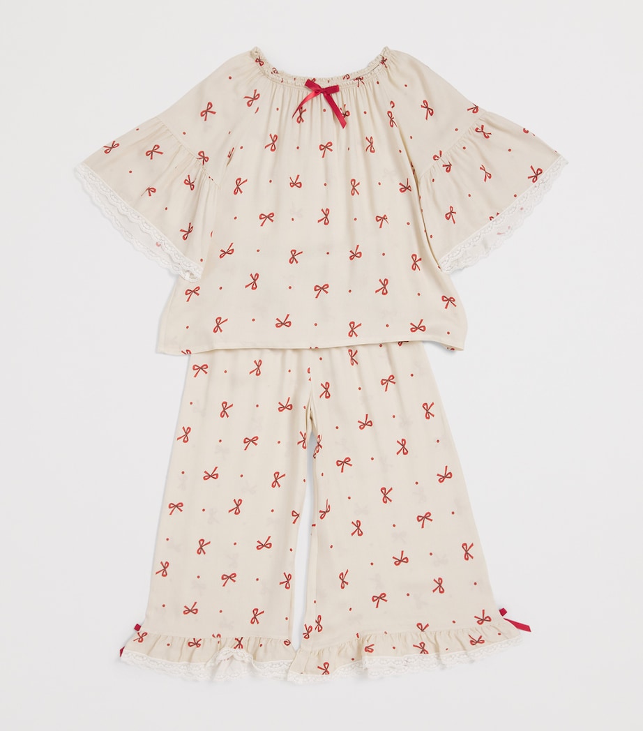 Jersey Printed Helena Pyjama Set (2-12 Years) RED BOWS Image 3