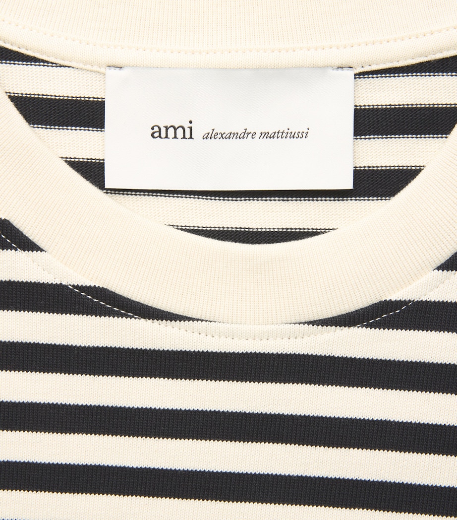 AMI Paris Mens Cotton Stripe Long-Sleeve T-Shirt Noir/ivoire Image 6