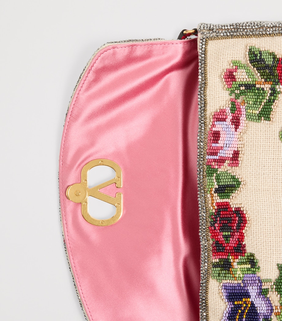 Linen Beaded Vain Soft Clutch Bag Z26 Image 3