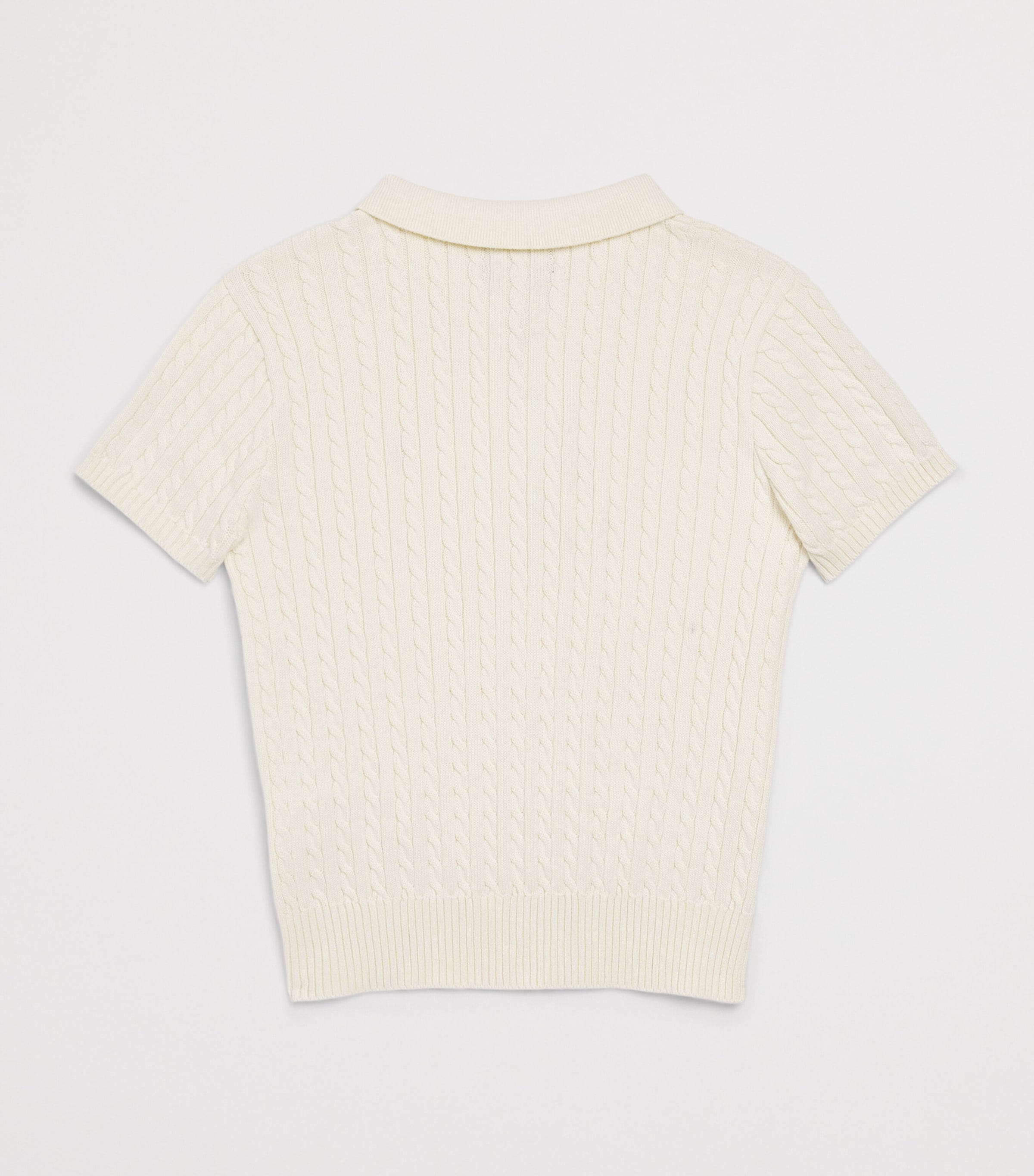 Ralph Lauren Kids Cotton Cable-Knit Polo Shirt (6-14 Years) Clubhouse Cream Image 2
