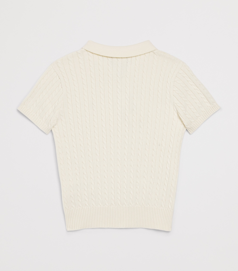Ralph Lauren Kids Cotton Cable-Knit Polo Shirt (6-14 Years) Clubhouse Cream Image 2