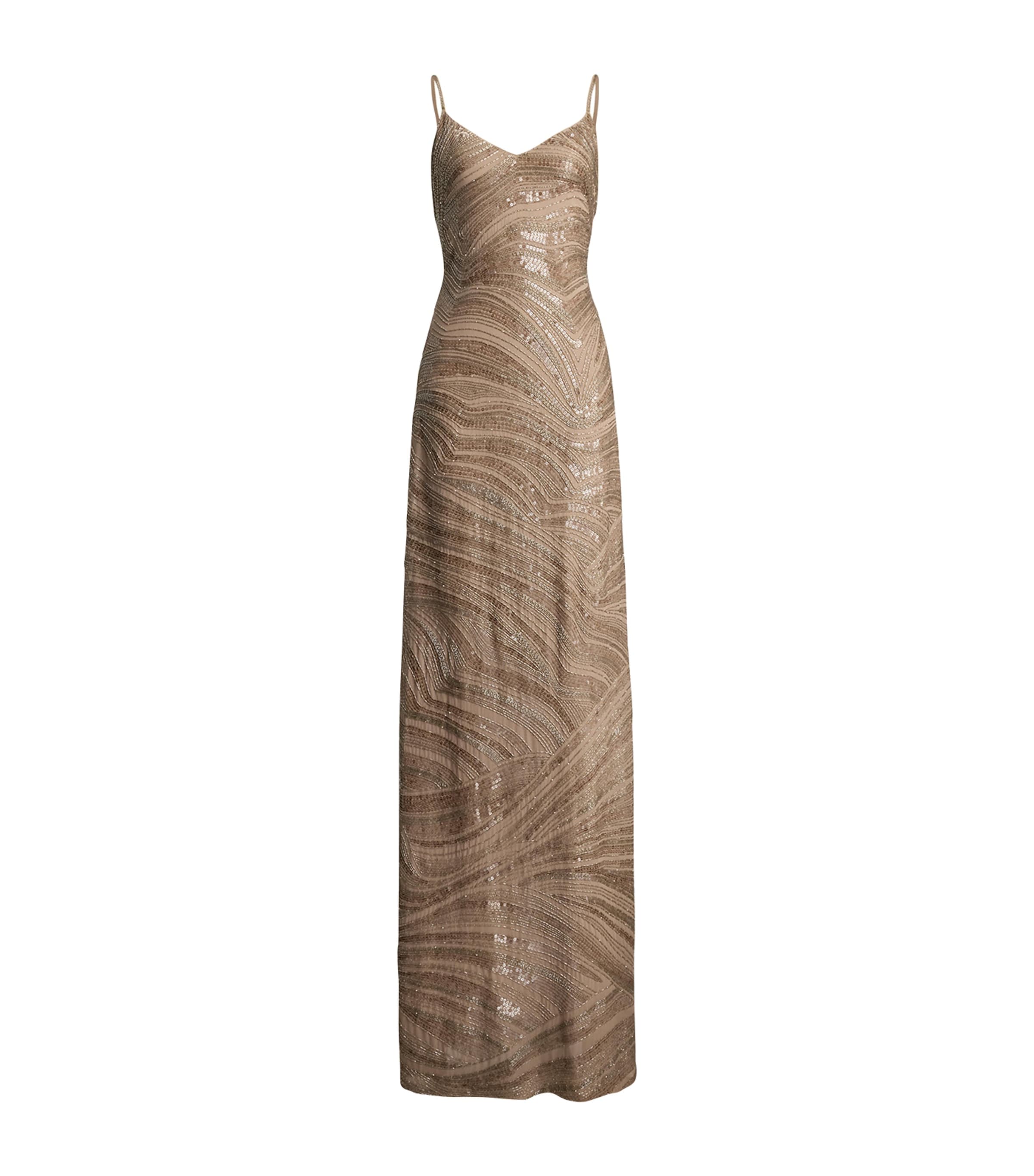 Ralph Lauren Mulberry Silk Sequin Gown In Neutral