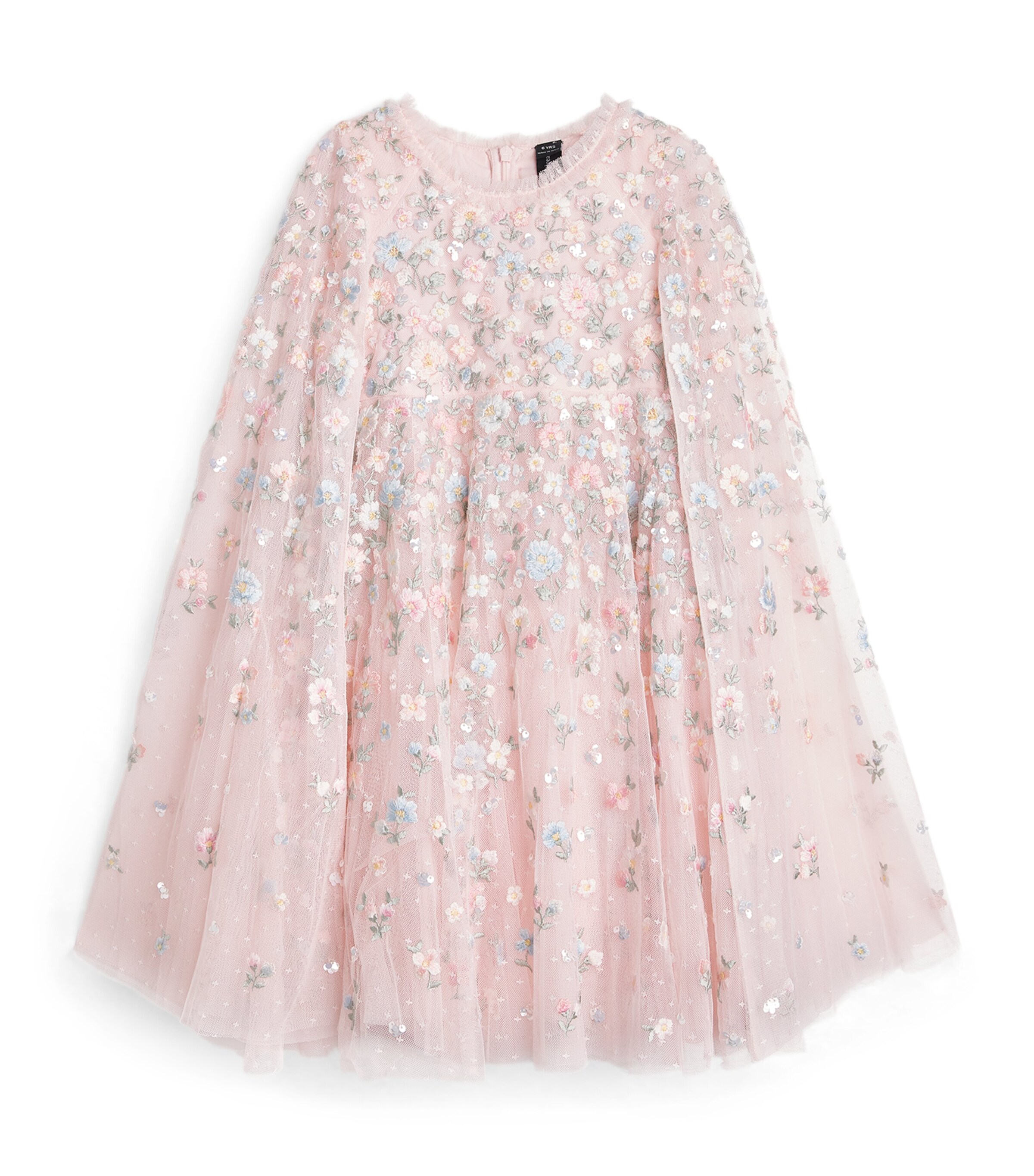 Needle & Thread Embroidered Floral Dahlia Cape Dress (3-12 Years) | Girls Clothing | Dresses | Designers | Needle Thread