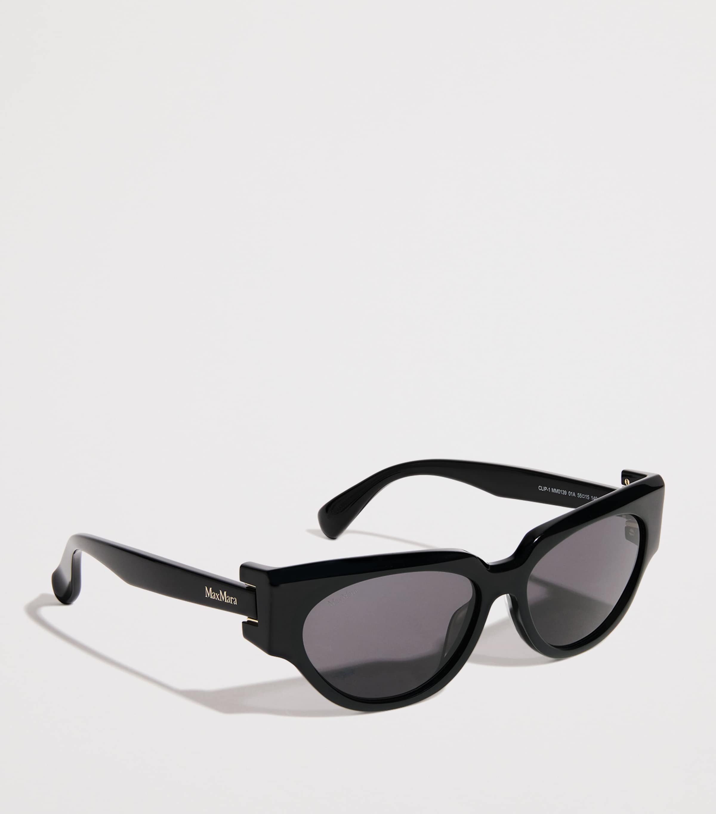 Acetate Oval CLIP1 Sunglasses BLACK Image 2