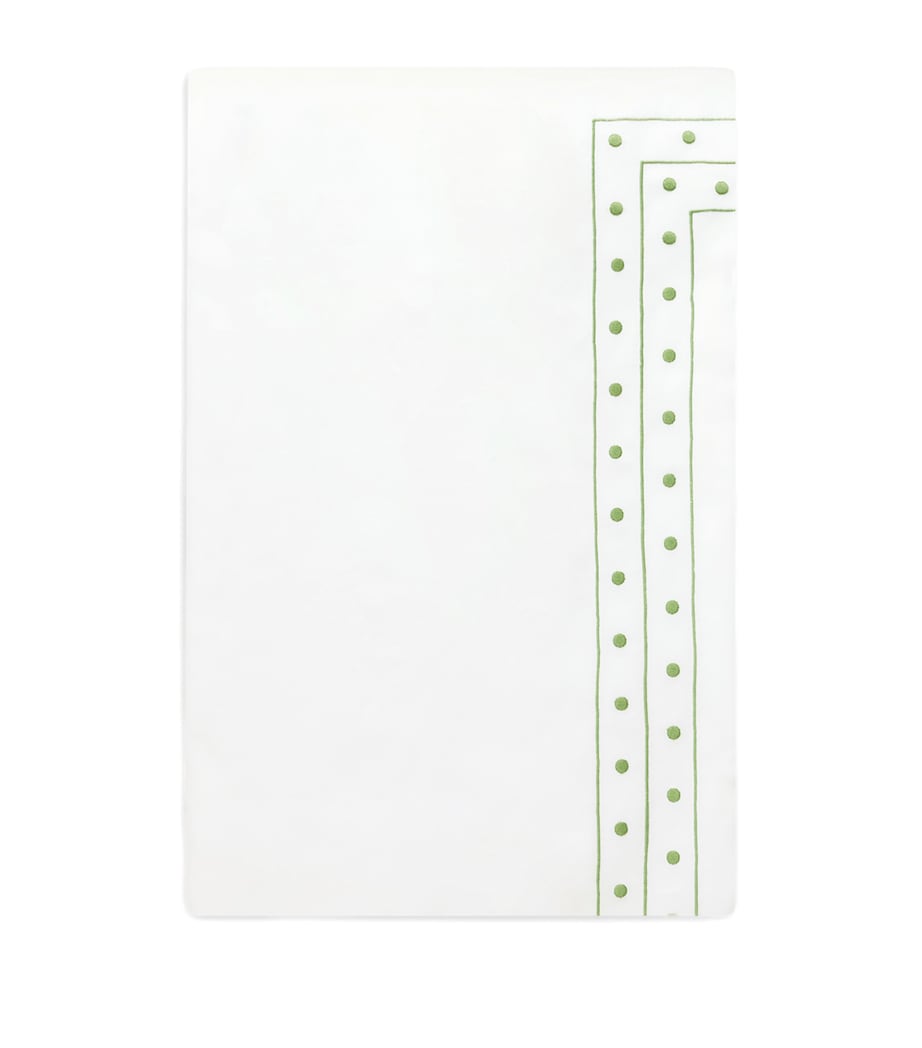 Loretta Caponi Cotton Stripes and Dots Super King Duvet Cover (260cm x 220cm) White With Sage Image 1