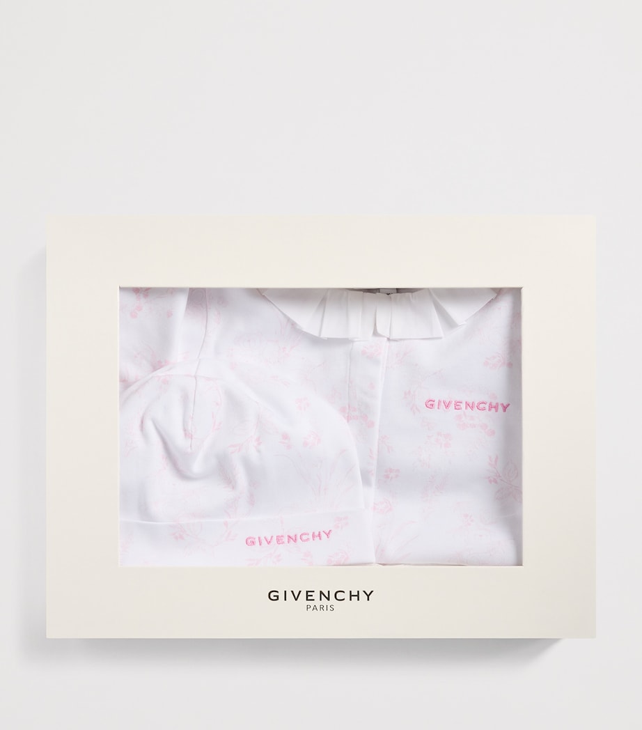 Givenchy Kids Organic Cotton All-In-One and Hat Set (6-18 Months) Pink Image 3