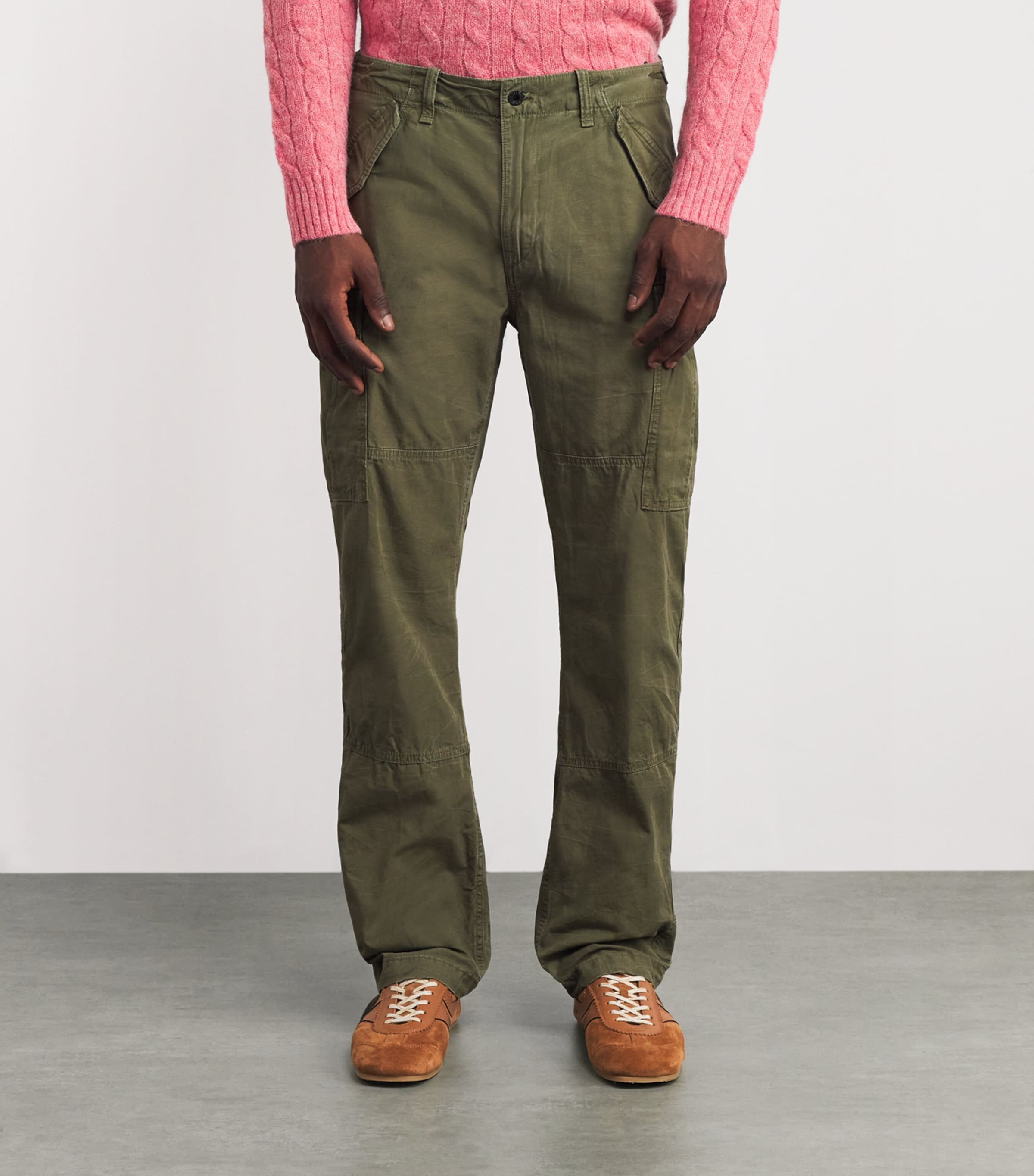 Cotton Cargo Trousers GREEN Image 3