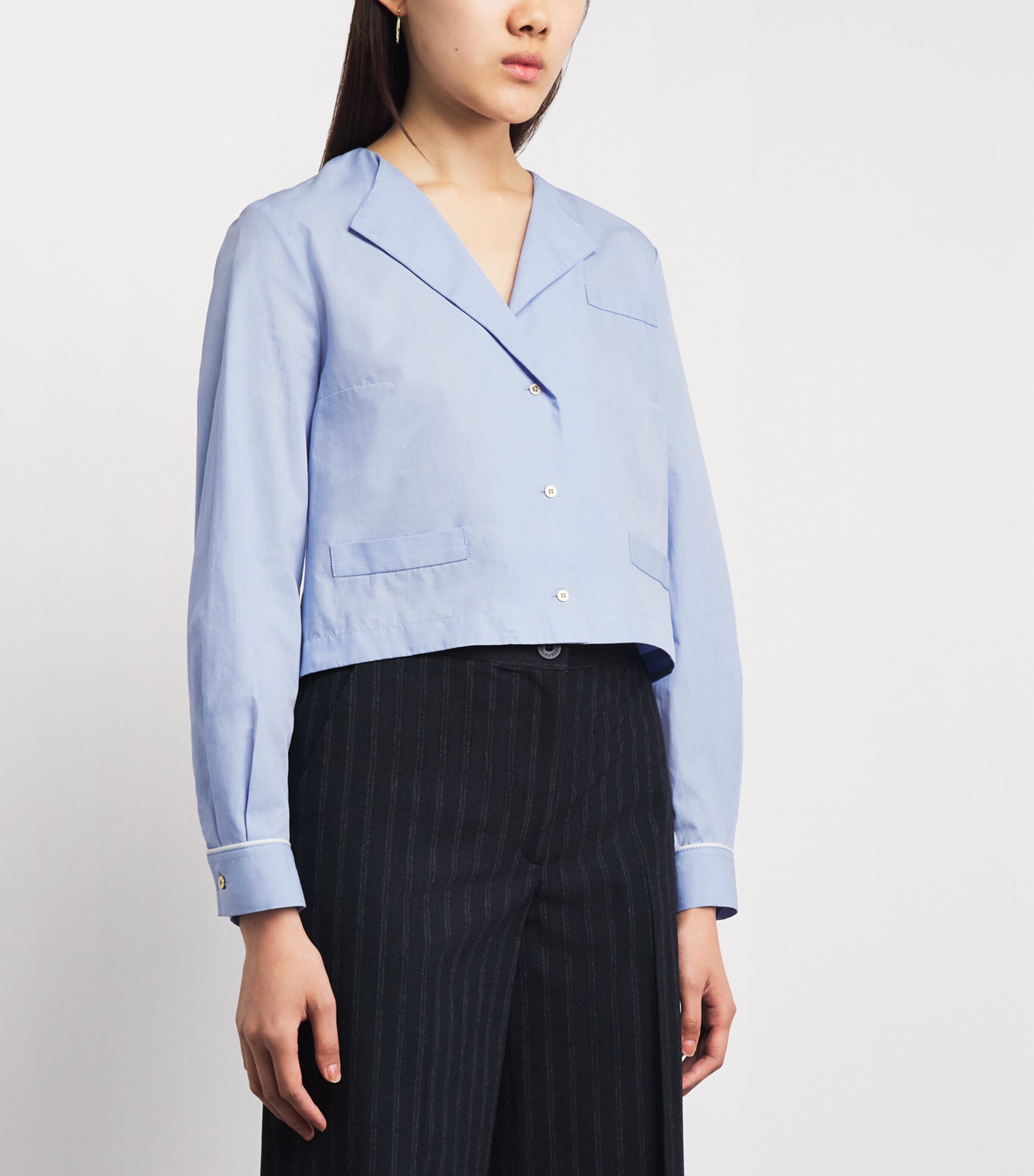 Claudie Pierlot Womens Cotton Poplin Shirt Sky Blue Image 4