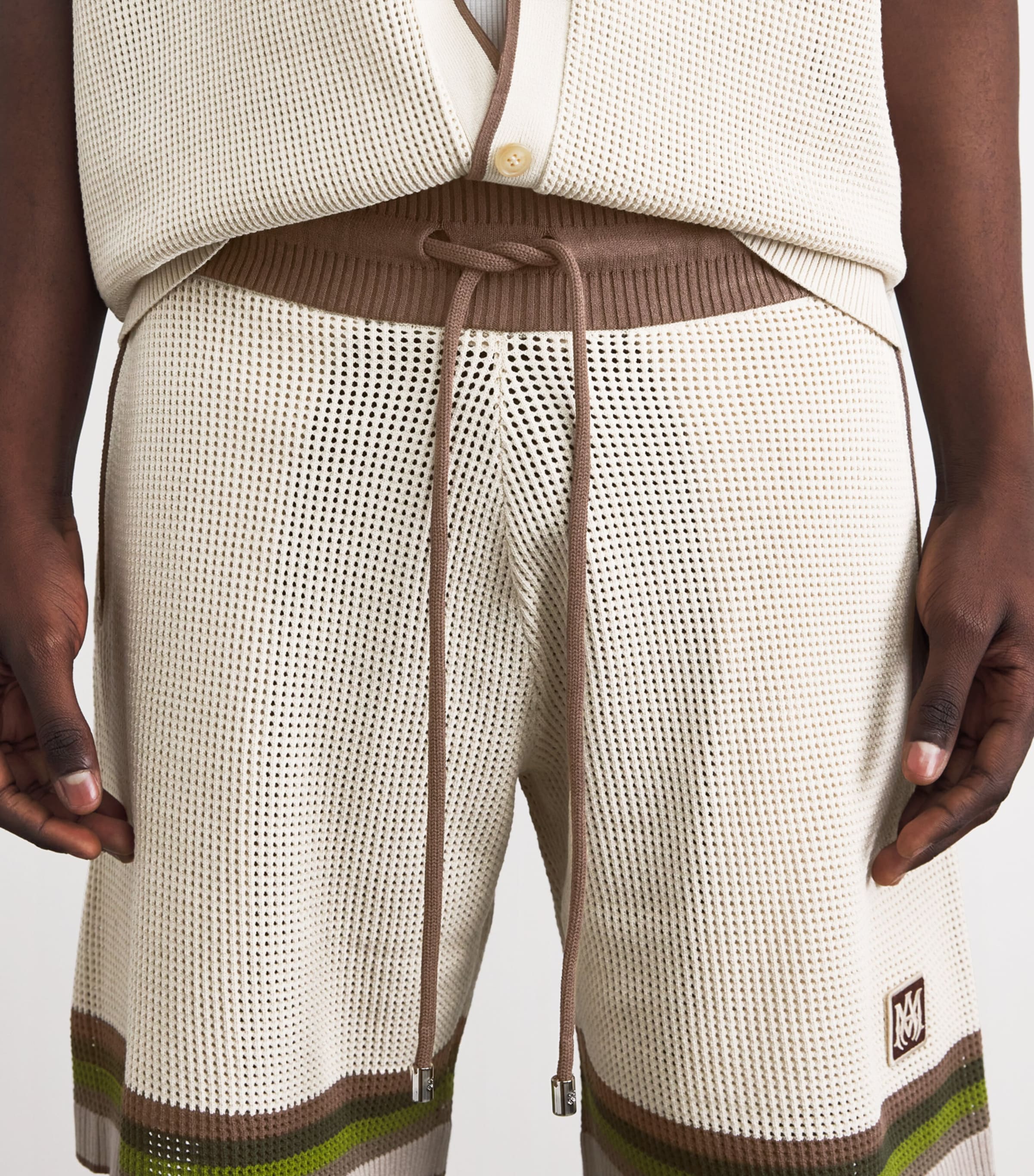 AMIRI Mens Mesh Logo Oversized Shorts Alabaster Image 3