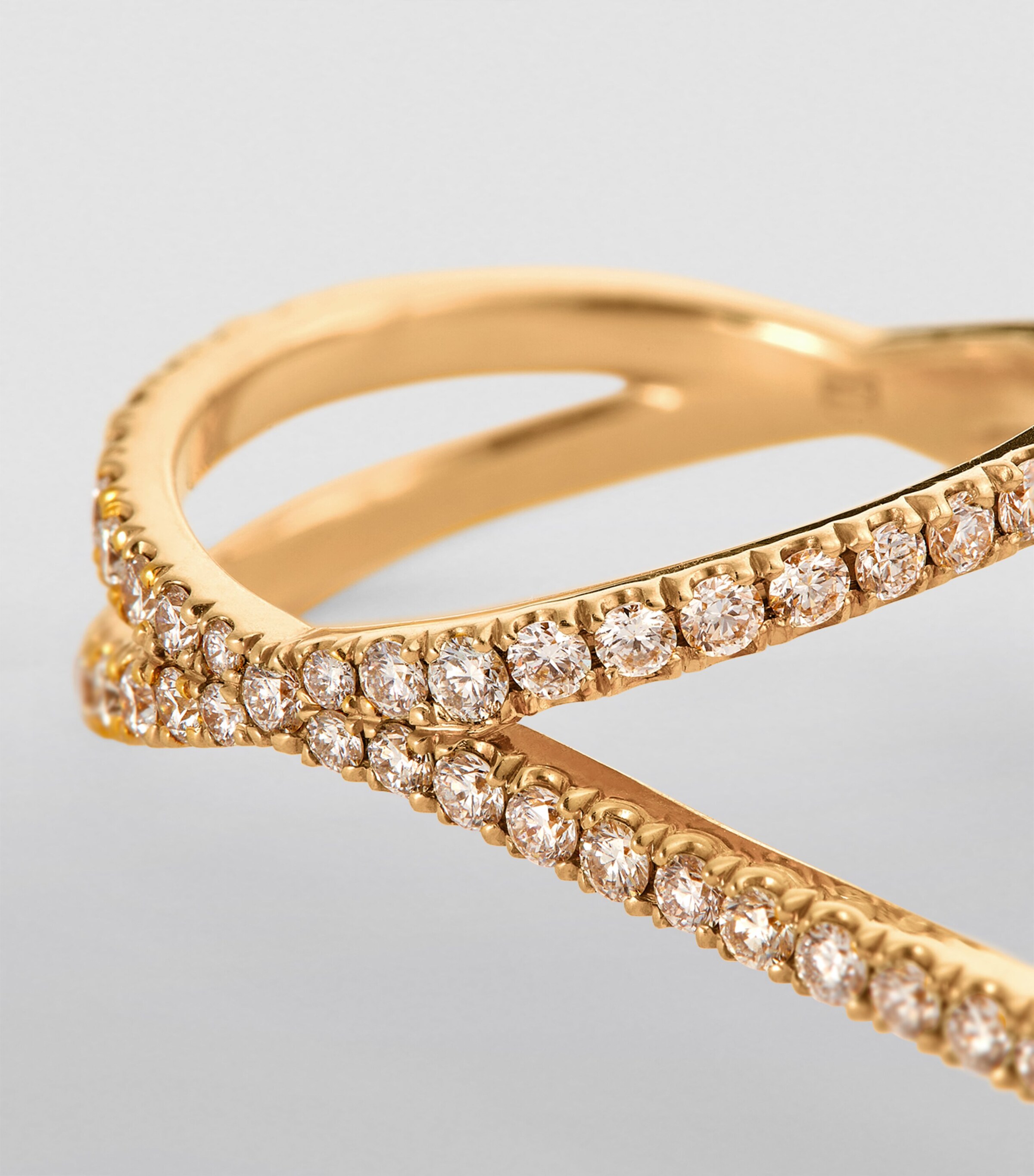 Eva Fehren Yellow Gold and Diamond Double Finger Orbit Ring | Harrods UK
